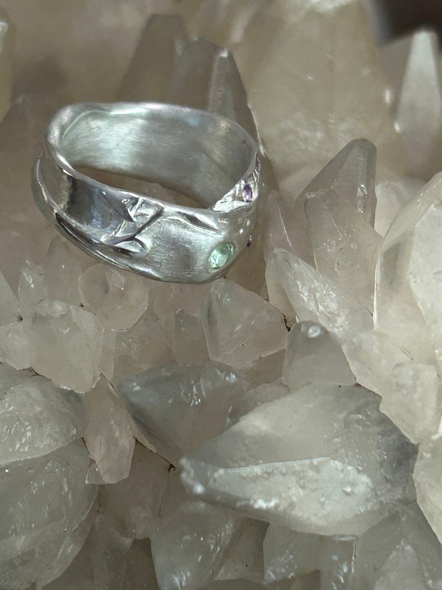 Handcrafted Silver Nano Stone Ring
