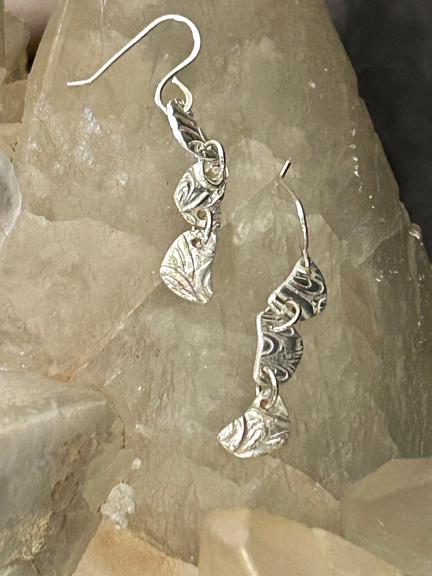 Fine Silver Cascading Link Earrings
