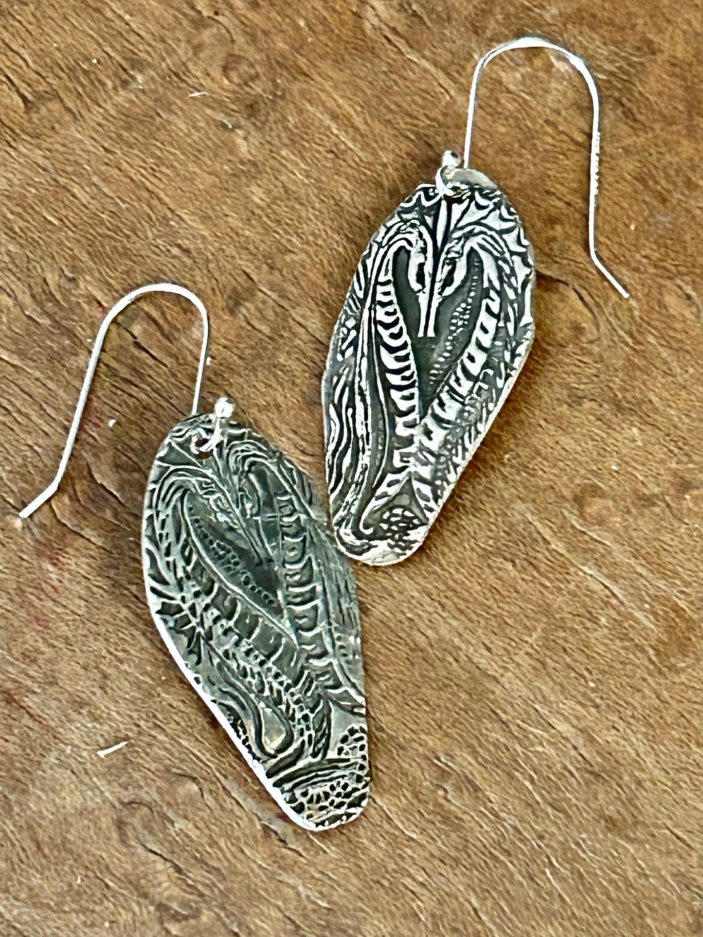 Fine Silver Seahorse Earrings – Handcrafted with Patina Detail