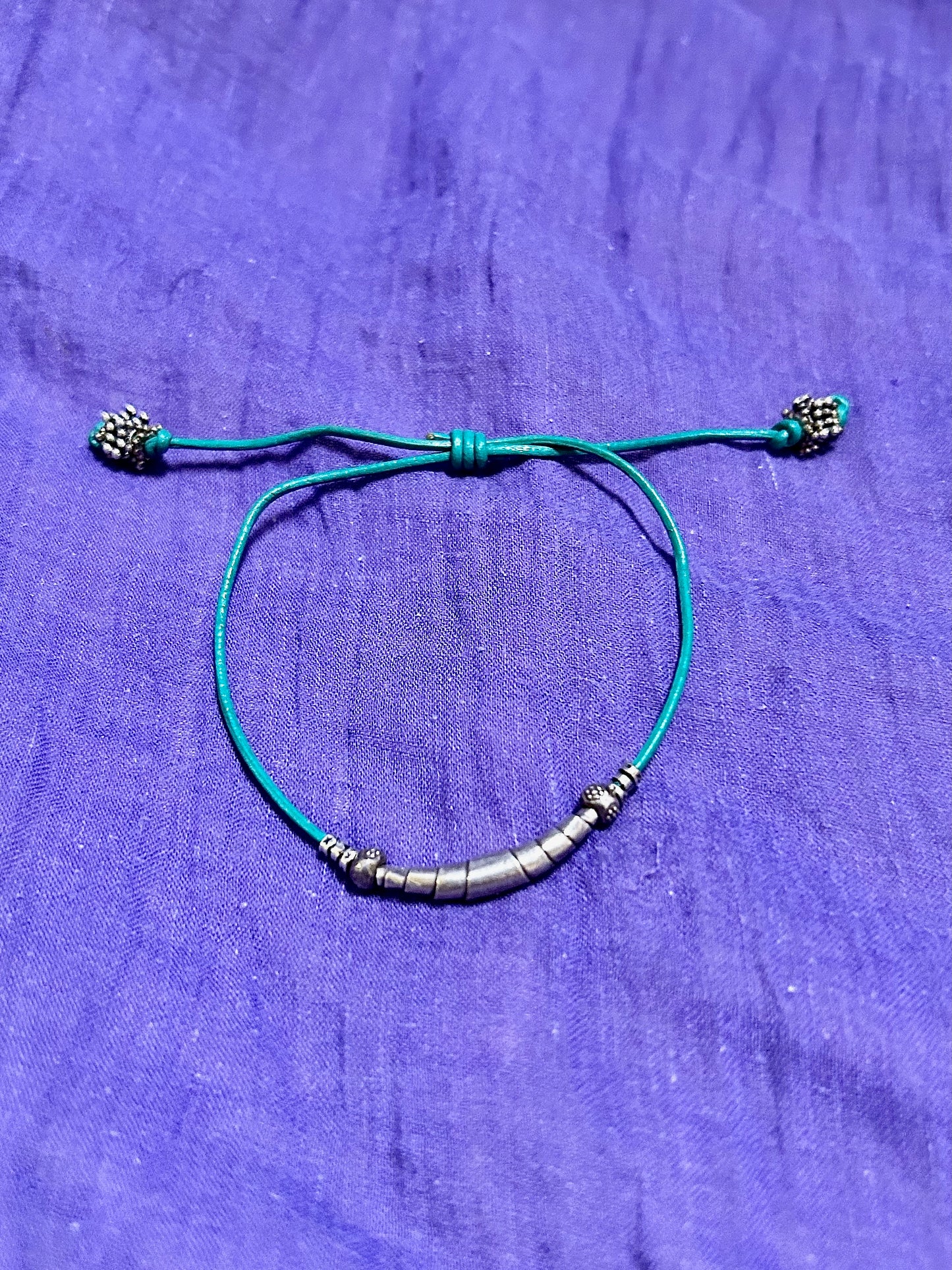 Leather and Fine Silver Bracelet