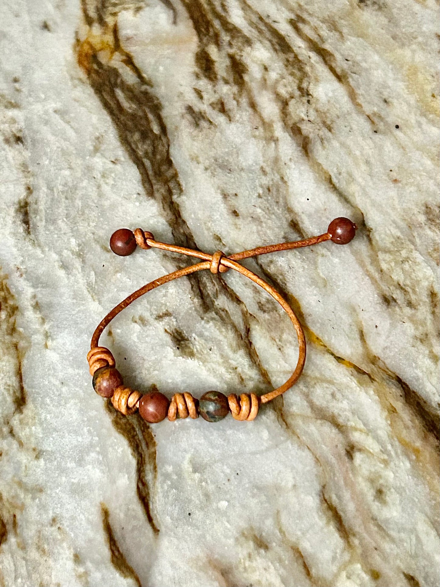 Leather and Jasper Bracelet