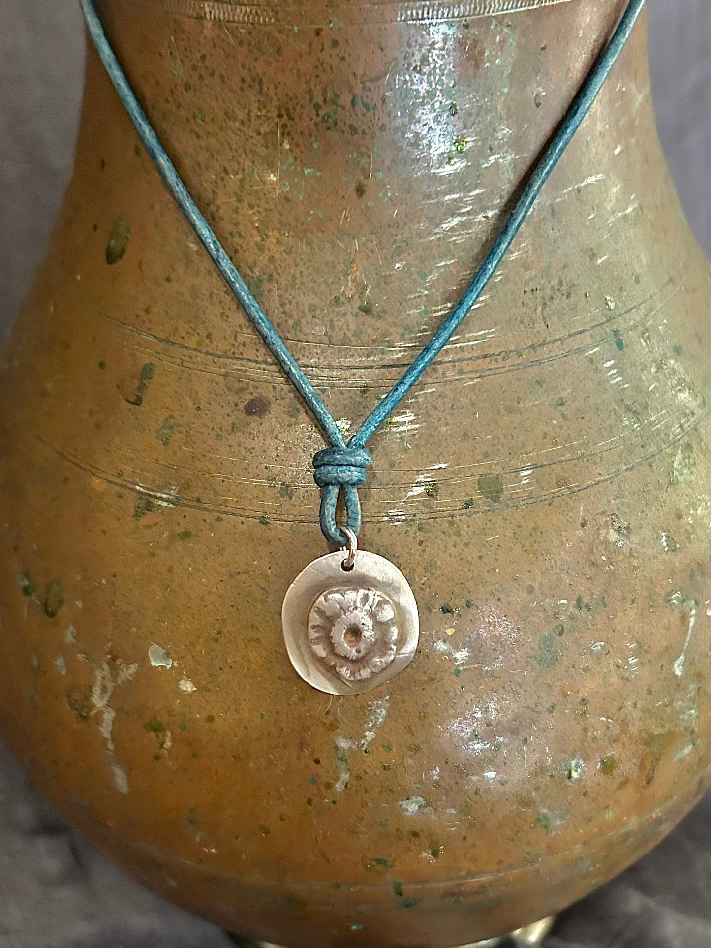 Rustic Bloom Distressed Pendant Necklace