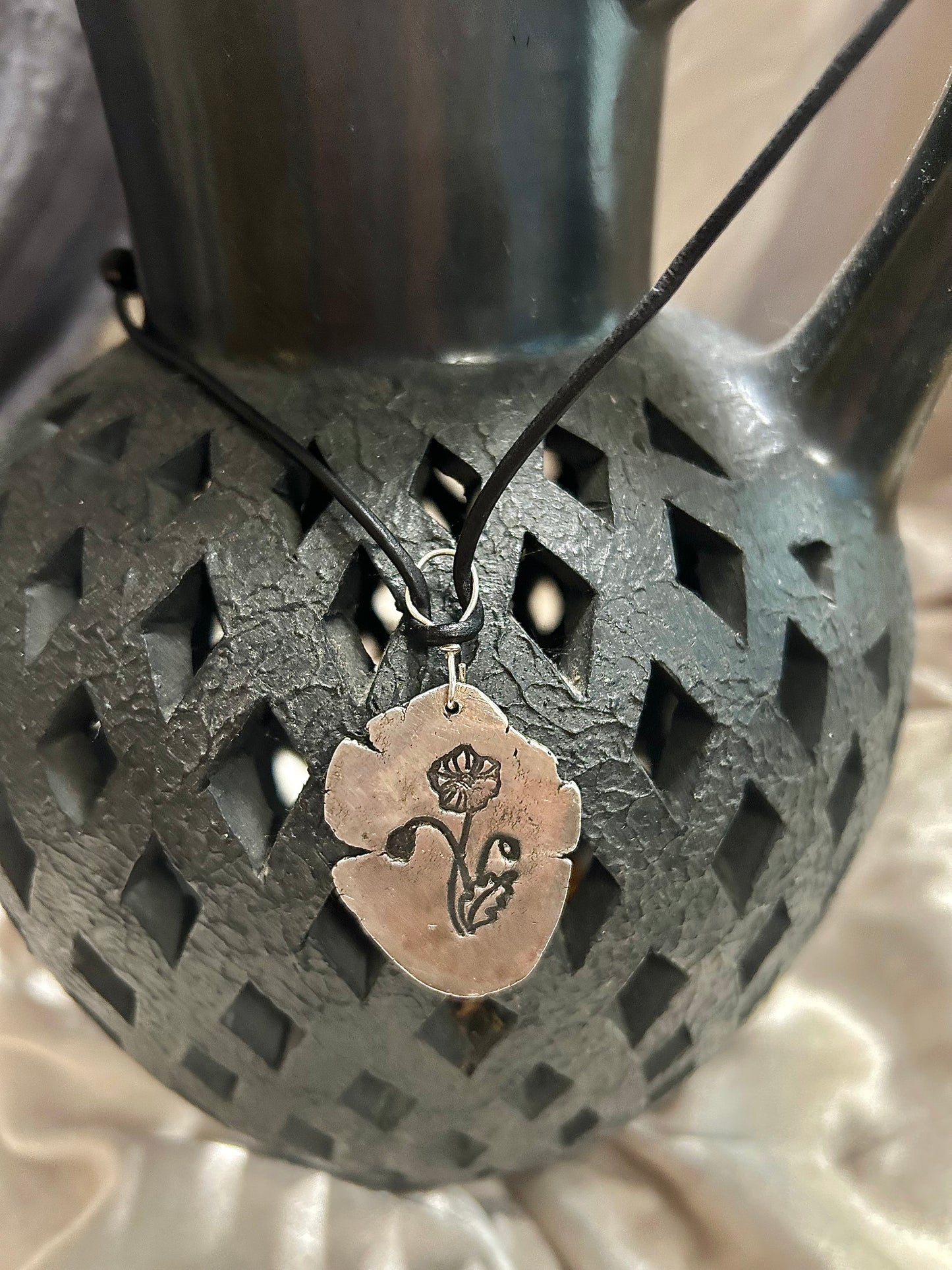 Handcrafted Organic Silver Floral Pendant Necklace