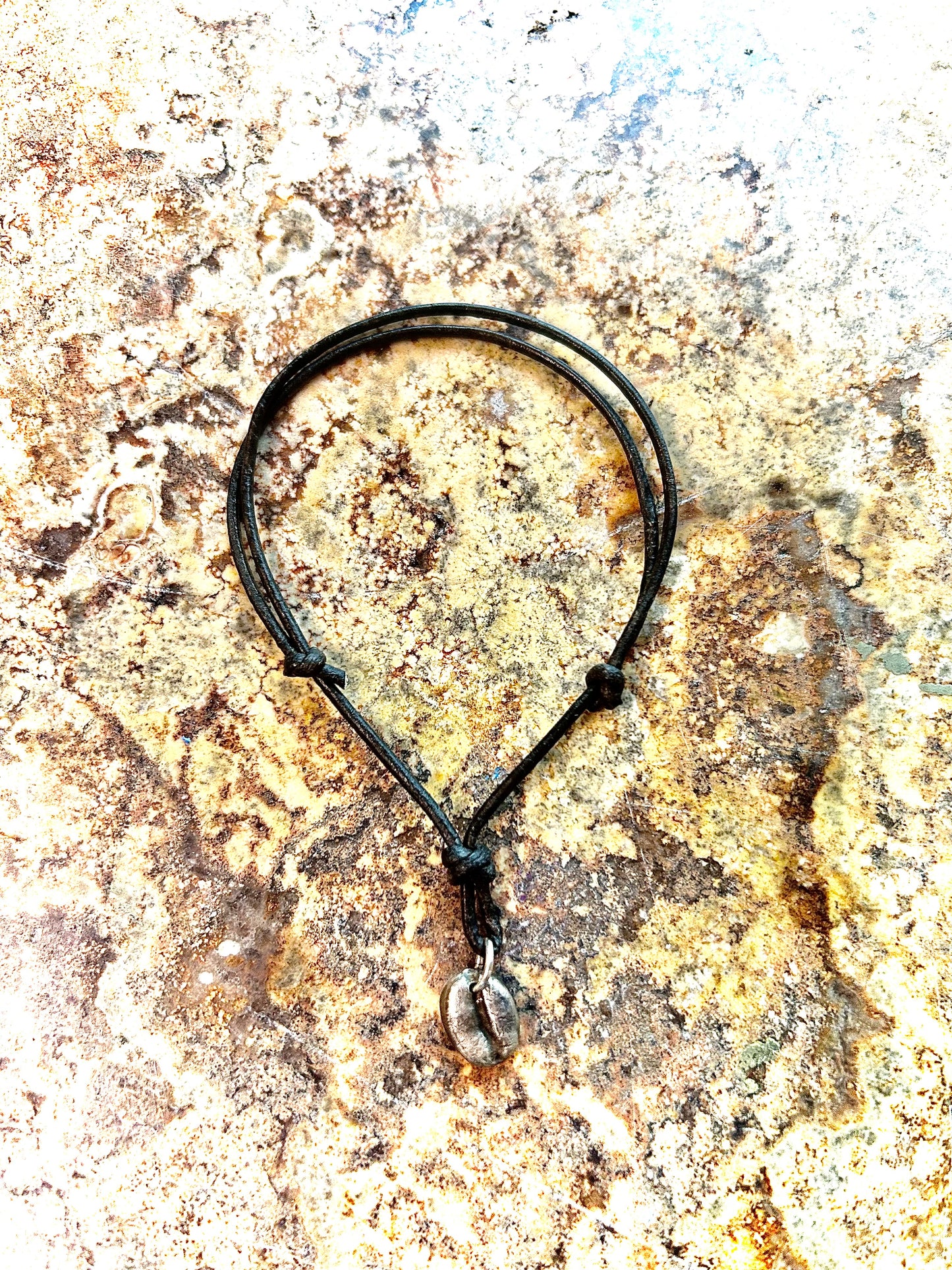 Coffee Bean and Leather Bracelet