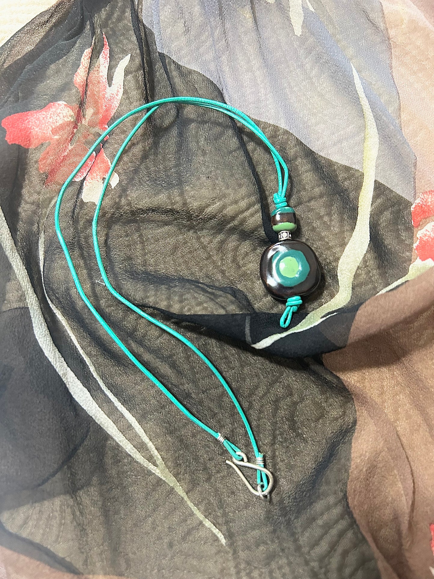 Turquoise Leather Necklace