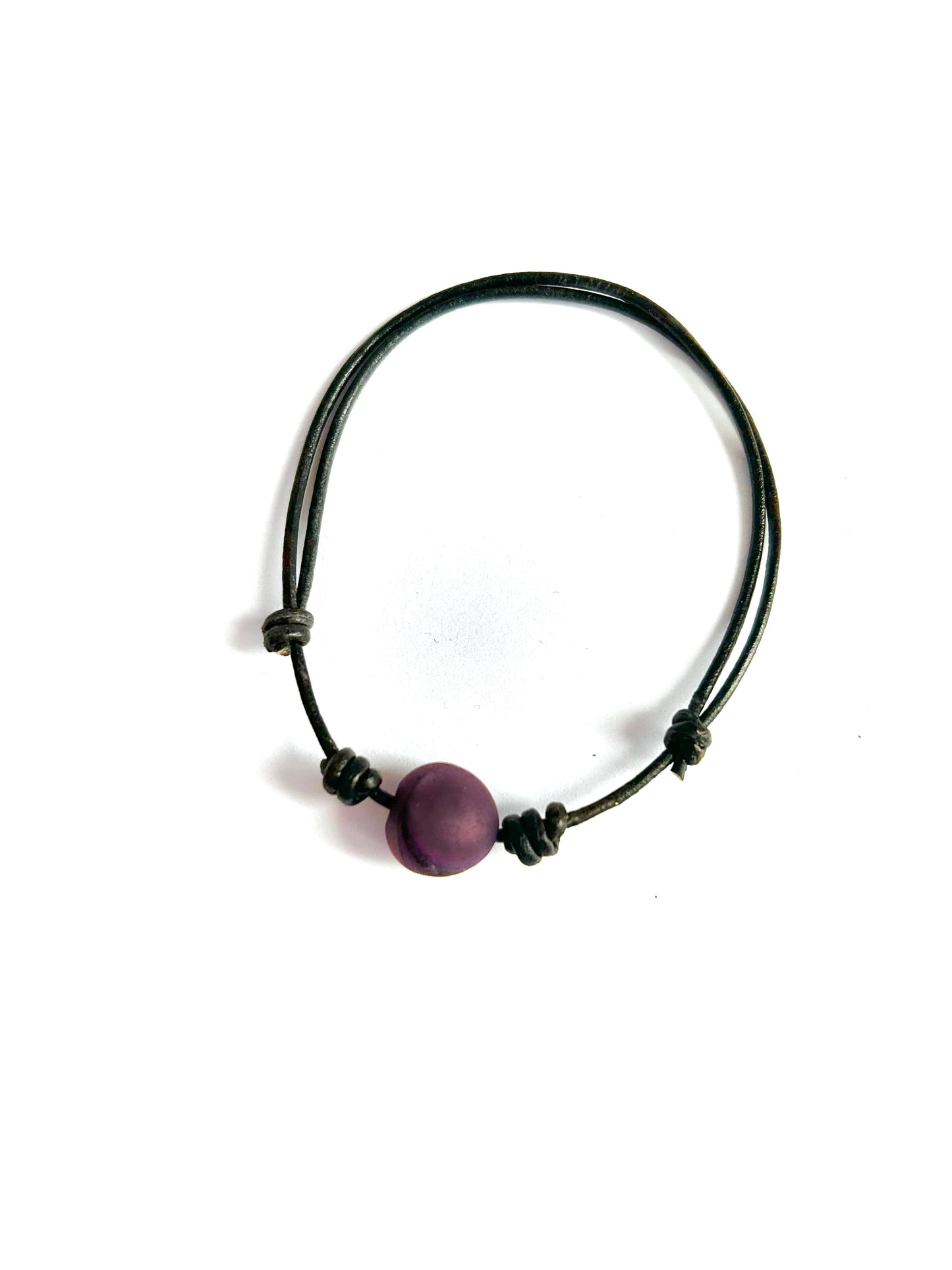 Agate Bead Bracelet leather