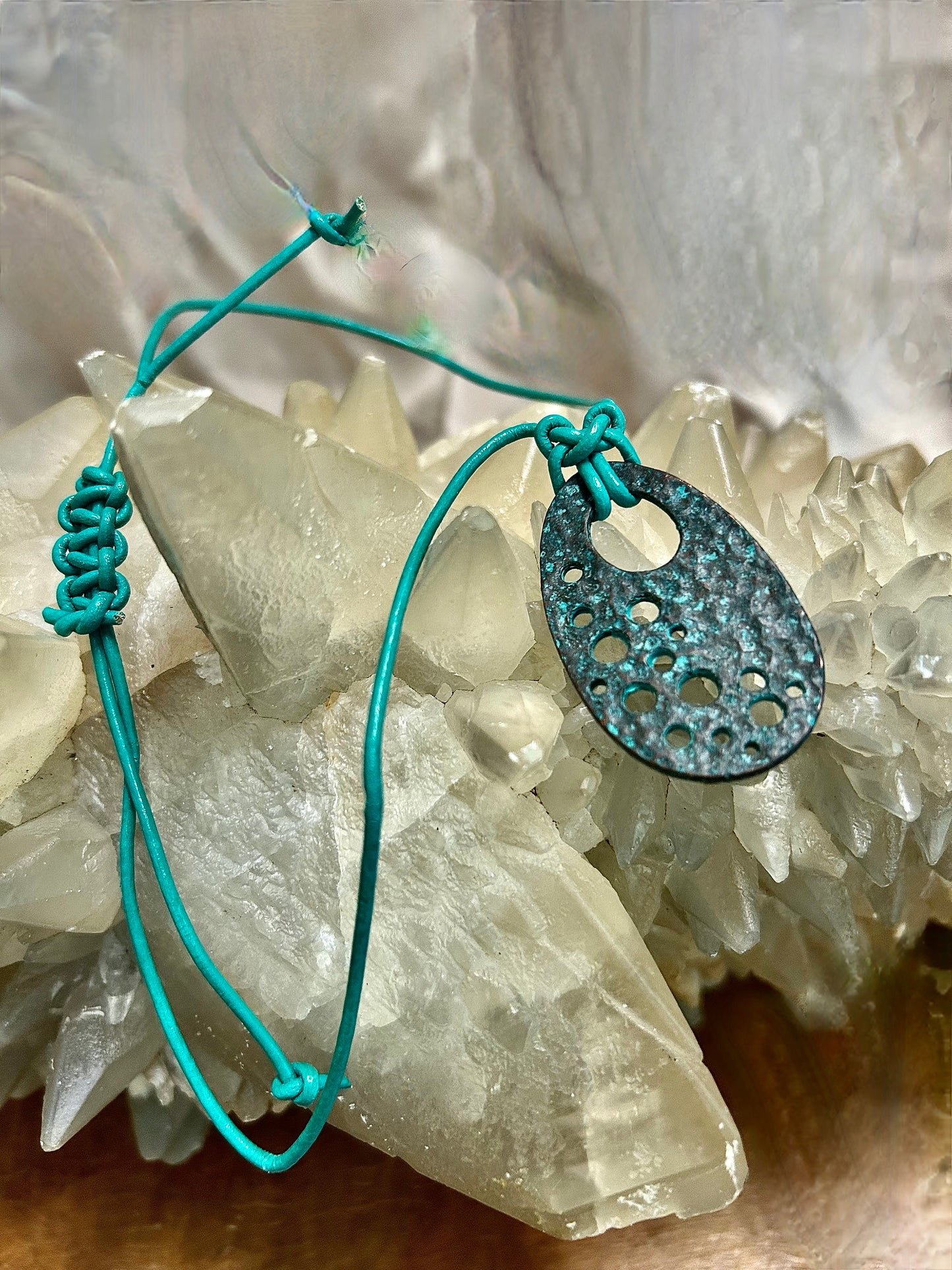 "Celestial Drop" Patina Pendant Necklace