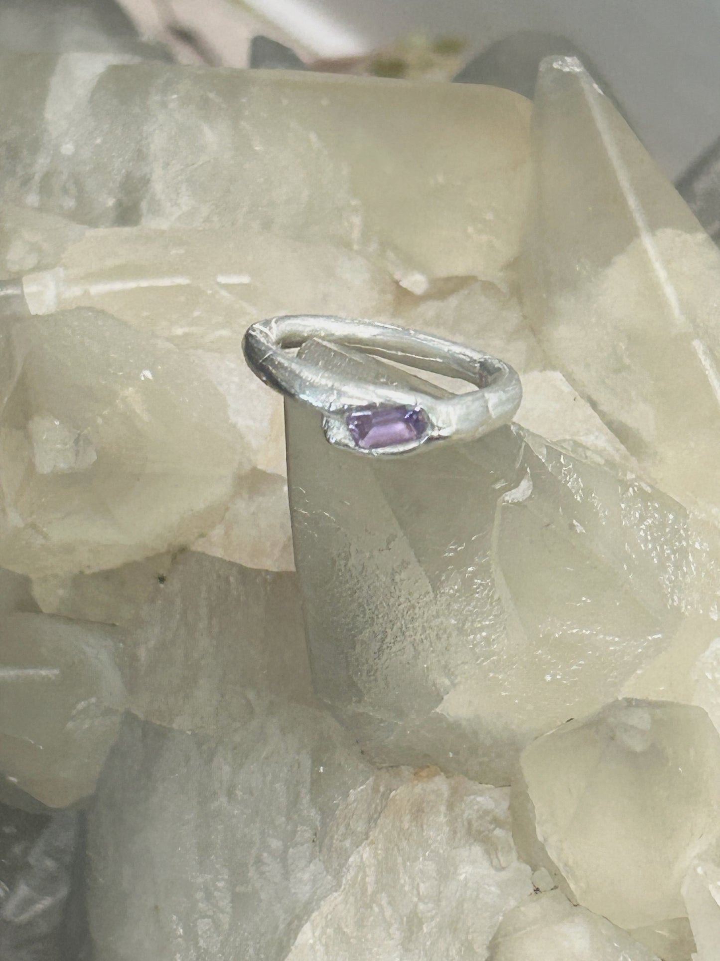 Amethyst fine silver ring