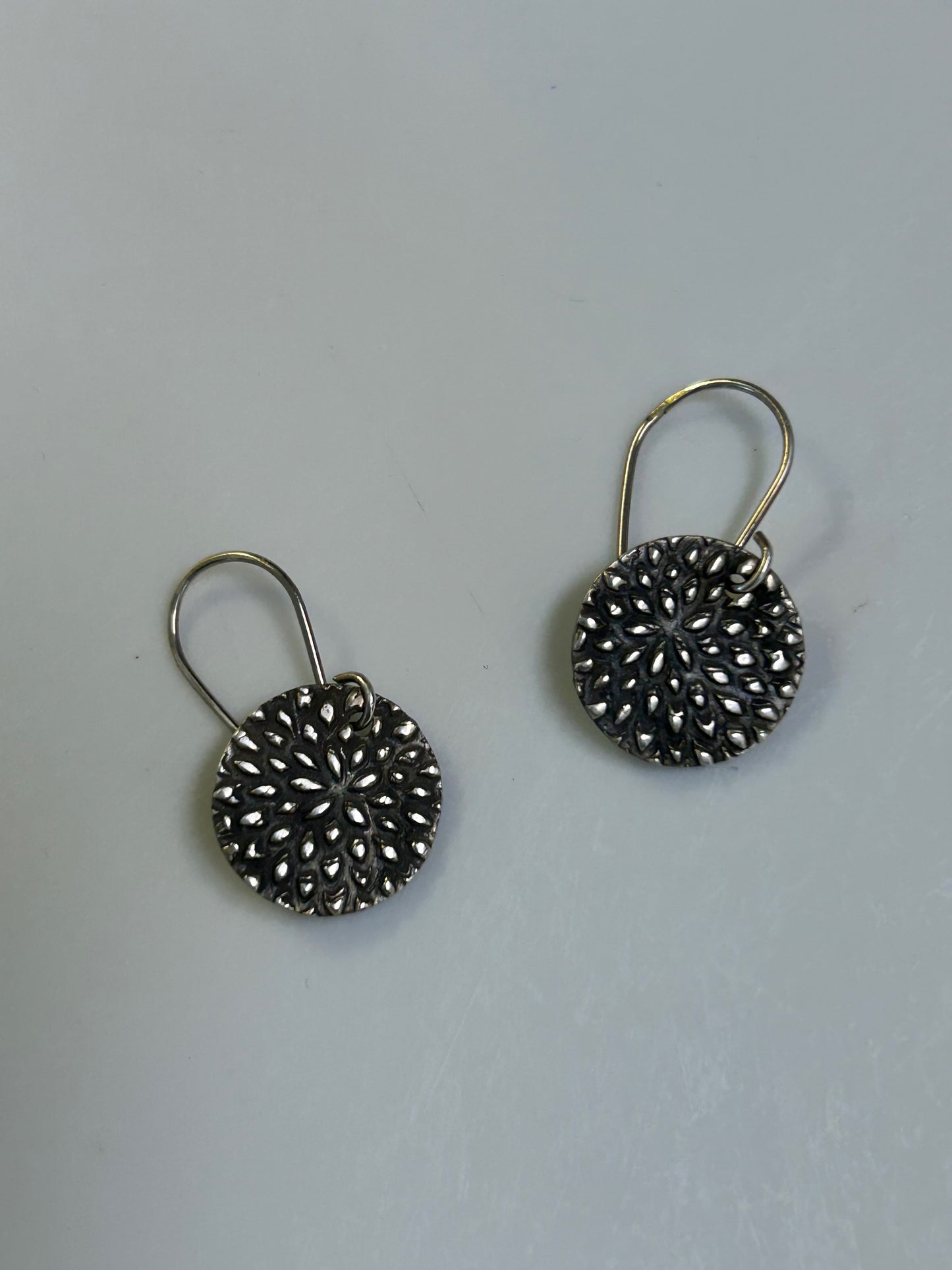 Pure Silver Burst Pattern Earrings