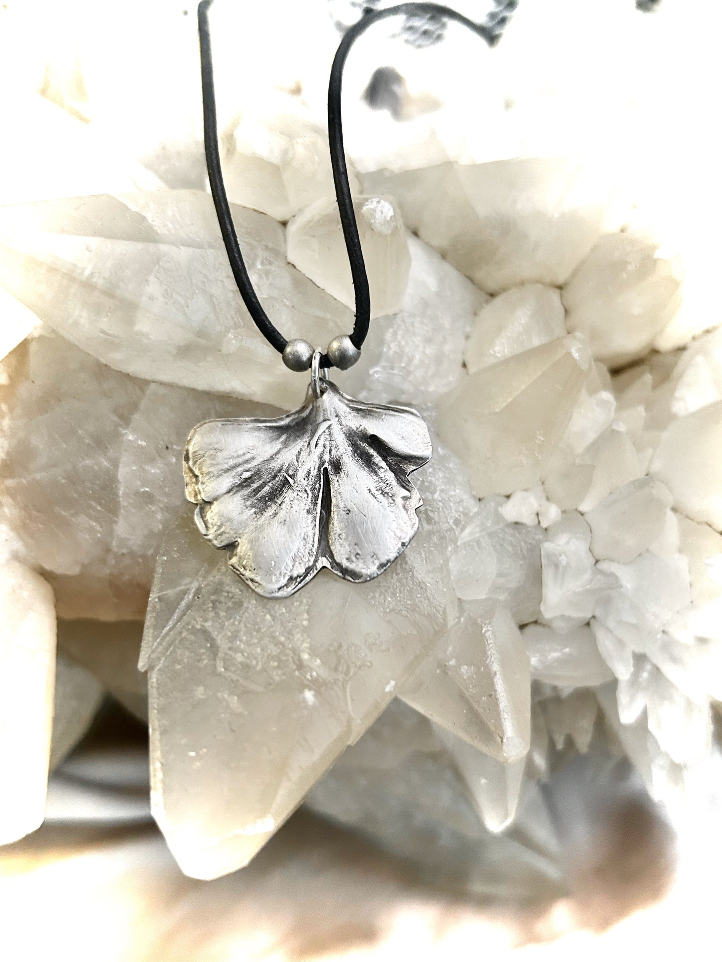 Fine Silver Ginkgo Necklace