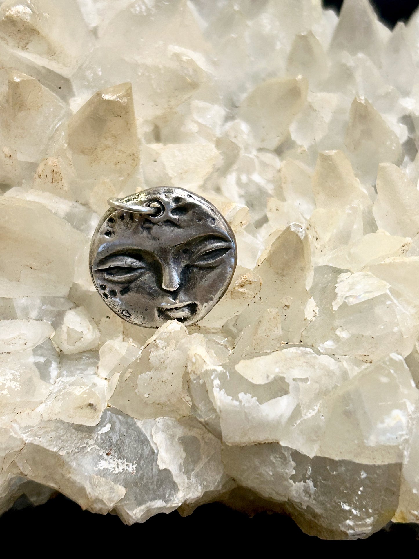 Moon Face and Crater Pendant