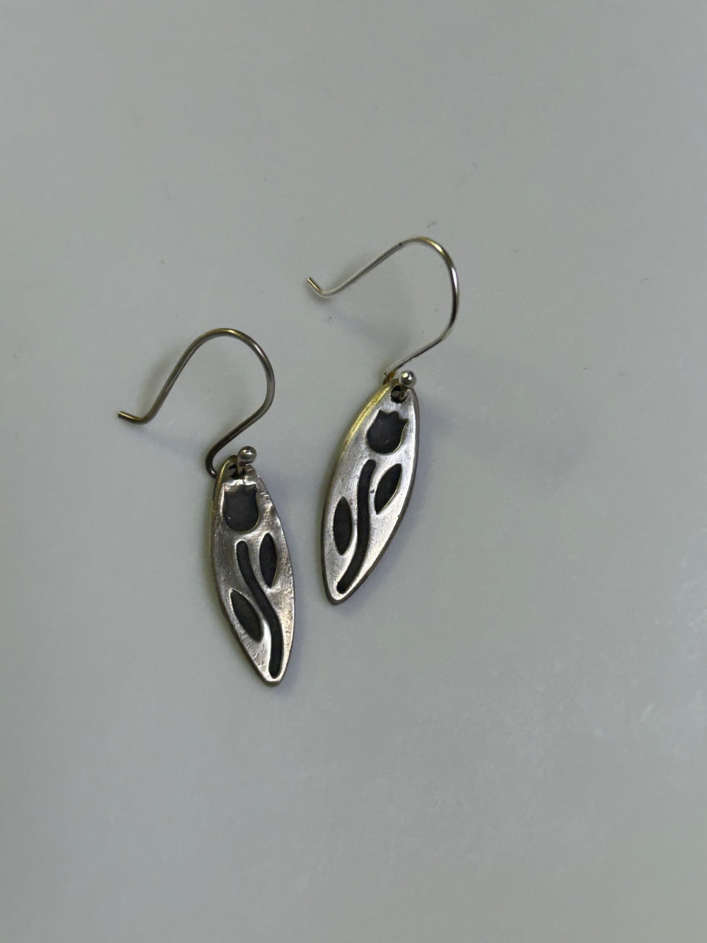Pure Silver Tulip Cutout Earrings