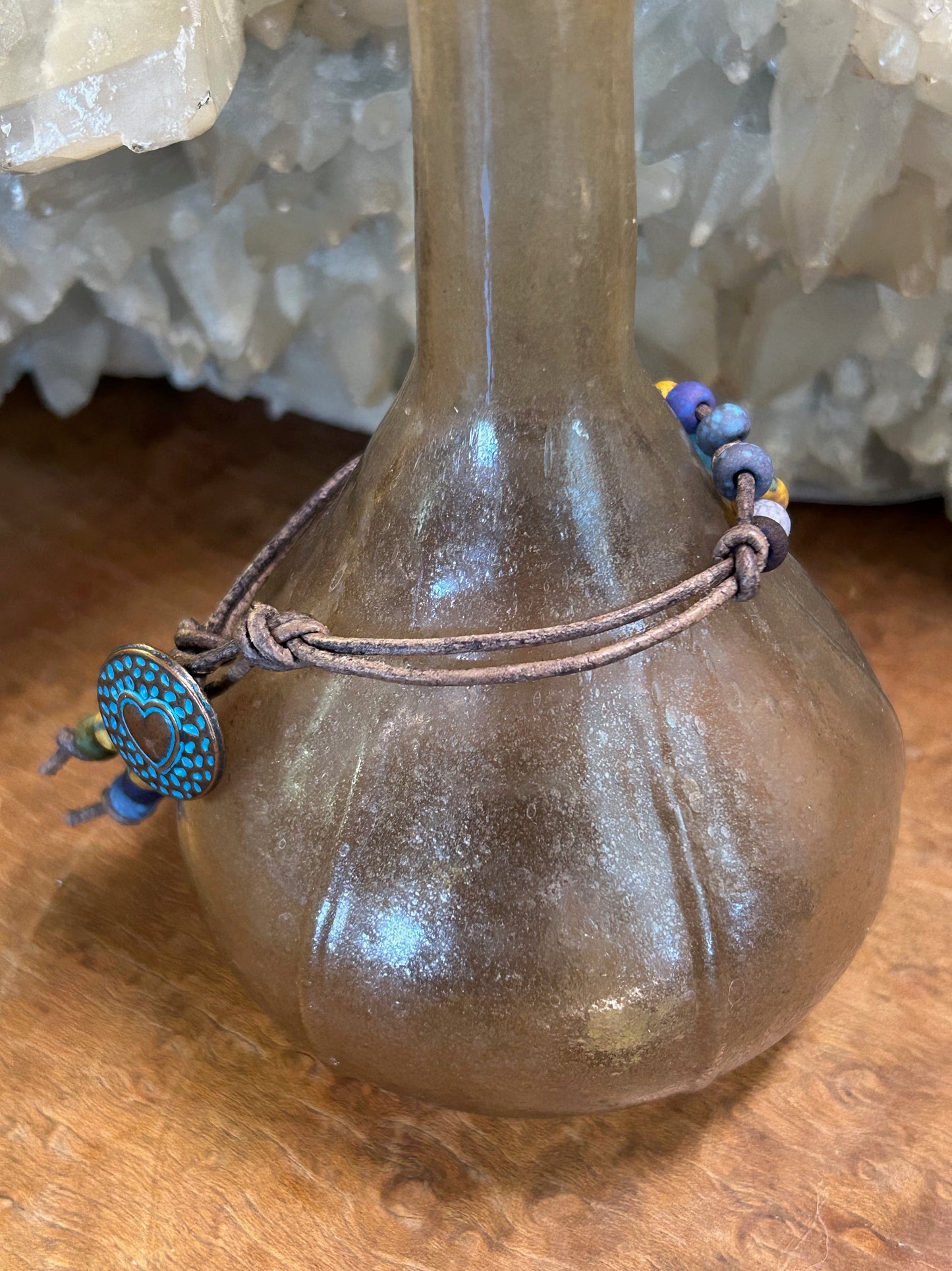 Handmade Beaded Leather Bracele