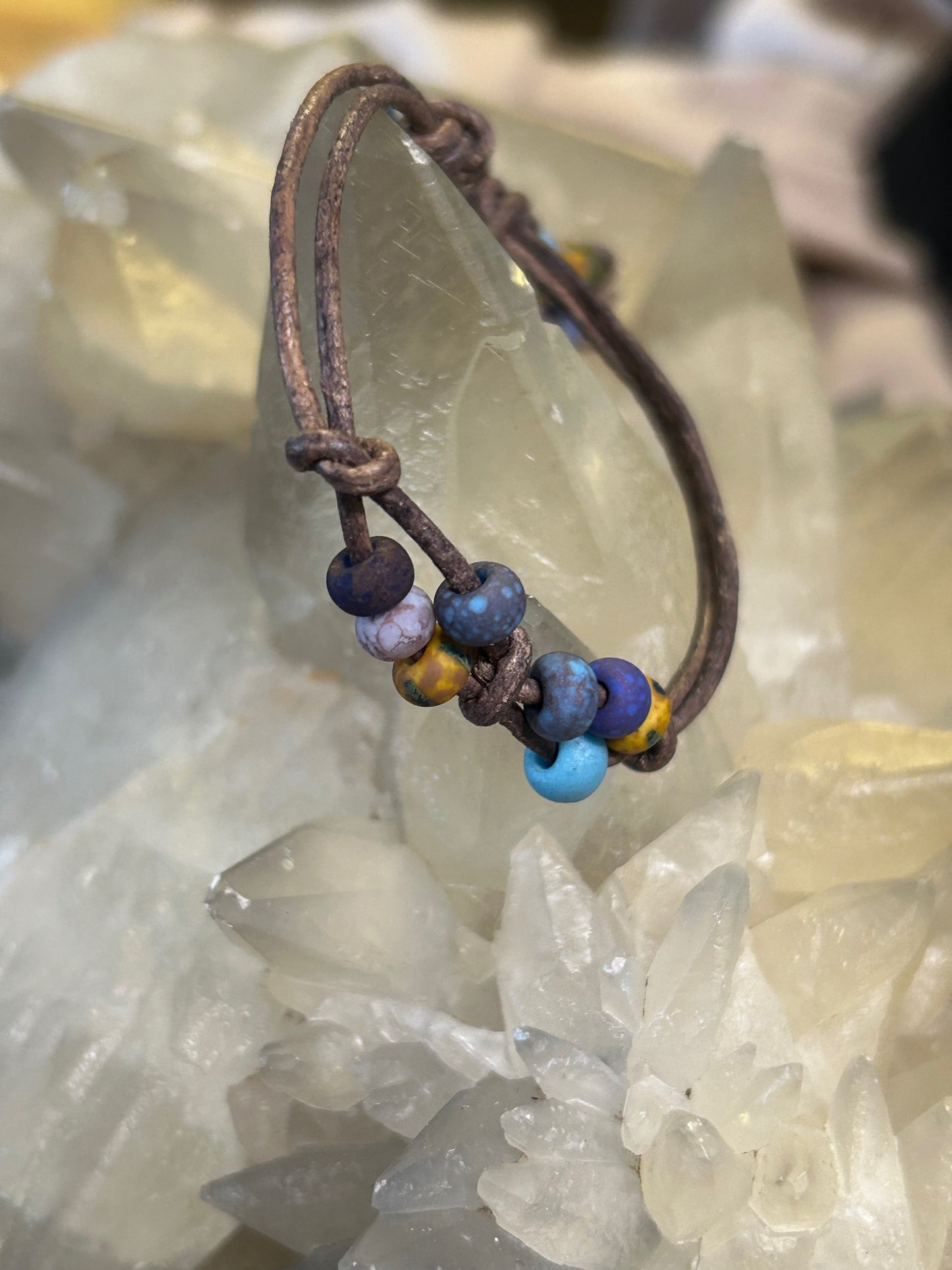 Handmade Beaded Leather Bracele