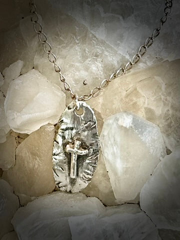 Handcrafted Cross Pendant Necklace – Rustic