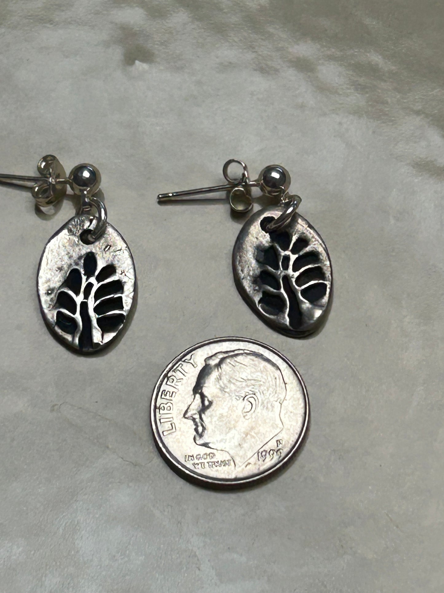 Fine Silver Tree Earrings