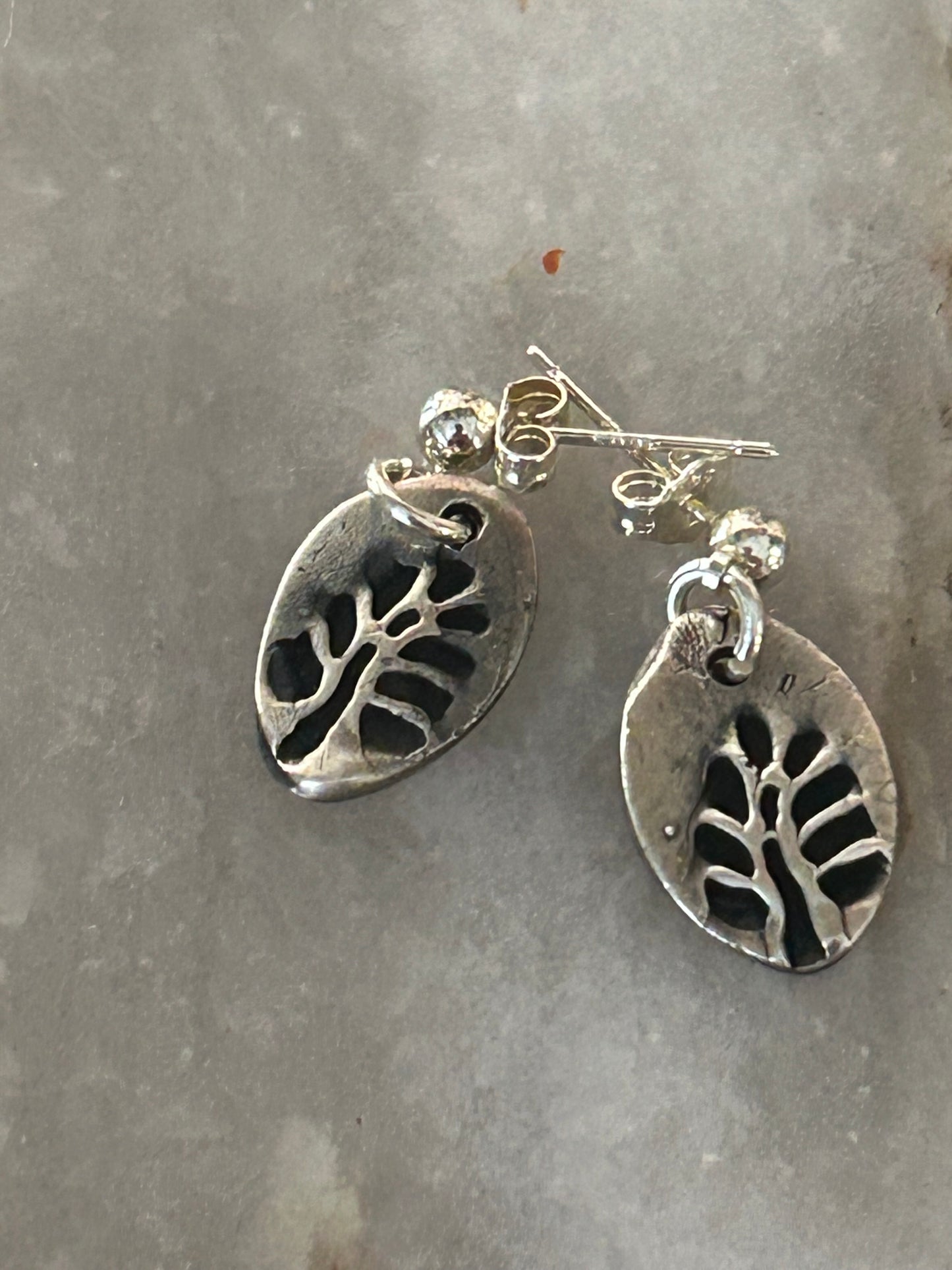 Fine Silver Tree Earrings