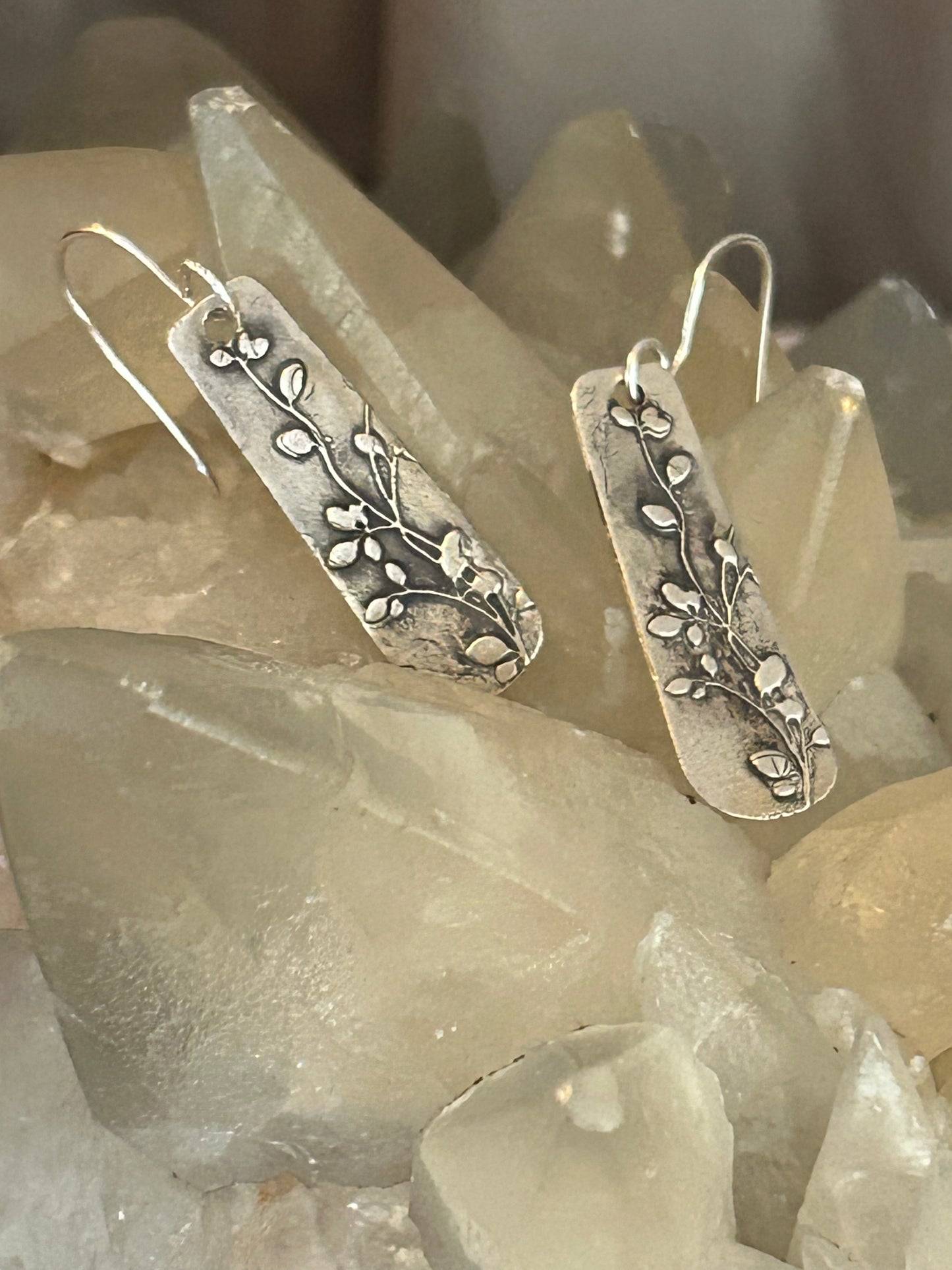 Fine Silver Botanical Earrings