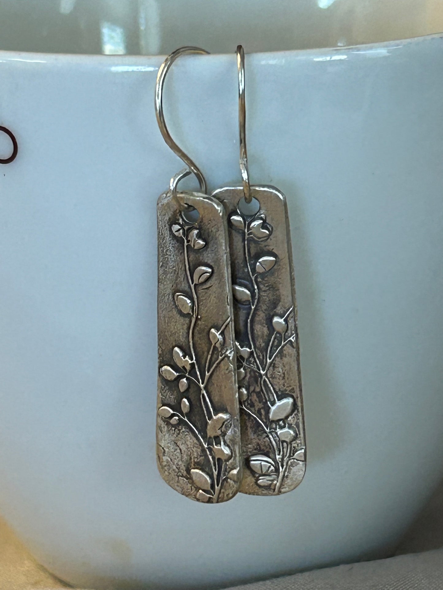 Fine Silver Botanical Earrings