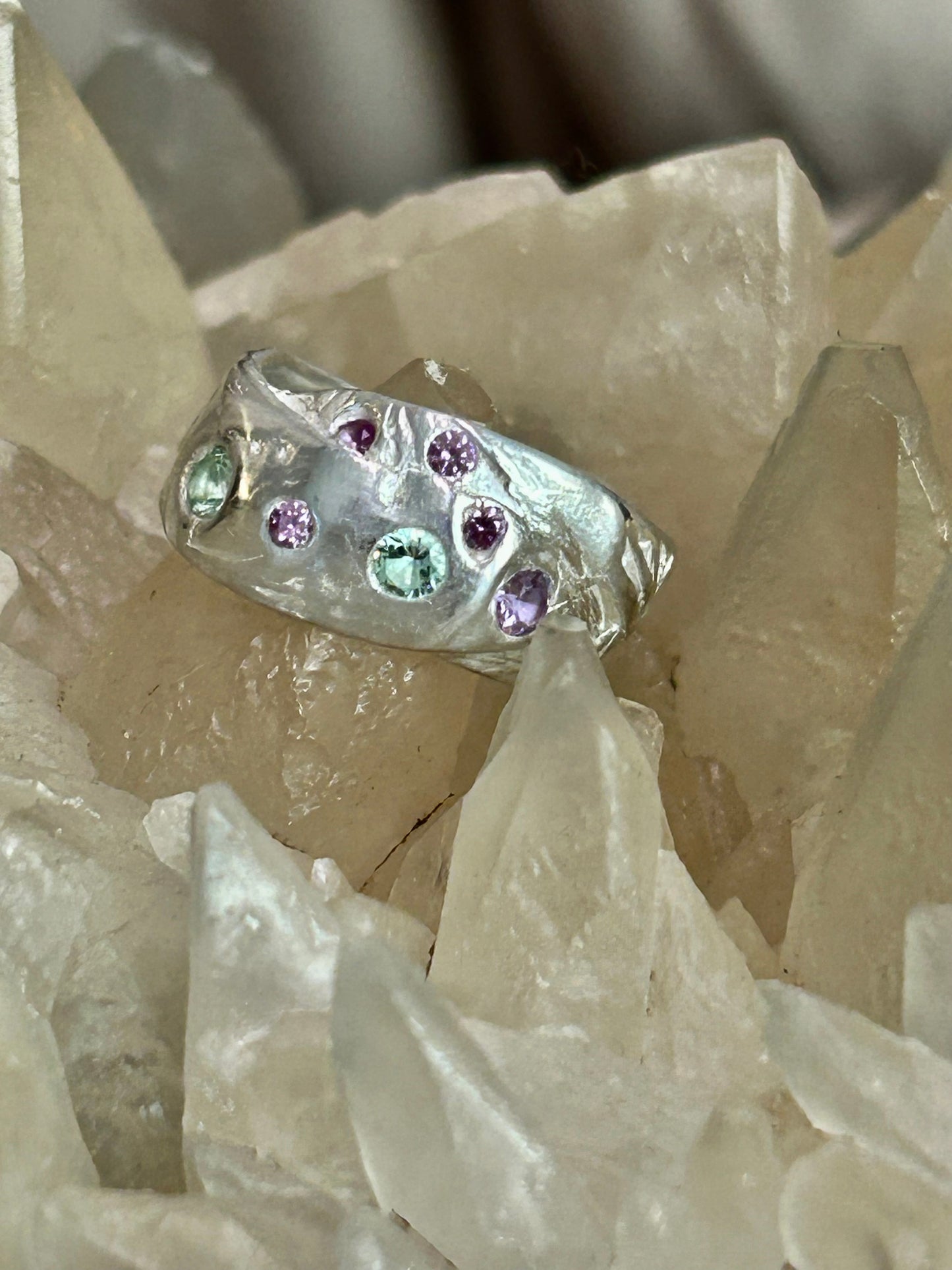 Handcrafted Silver Nano Stone Ring