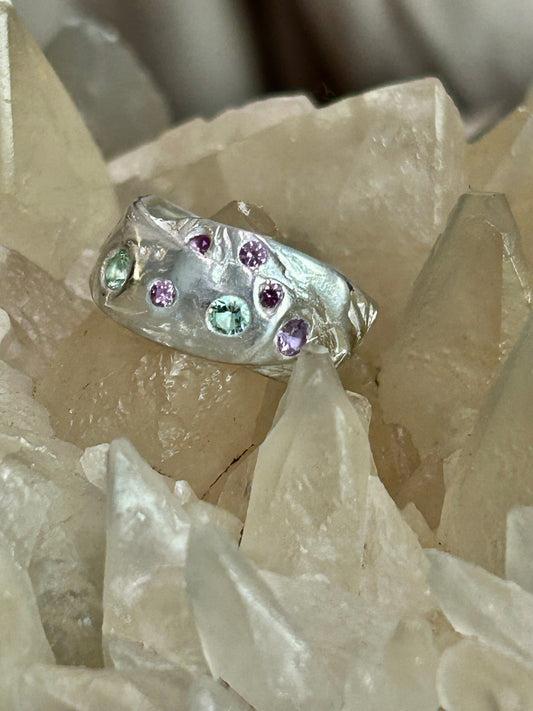 Handcrafted Silver Nano Stone Ring