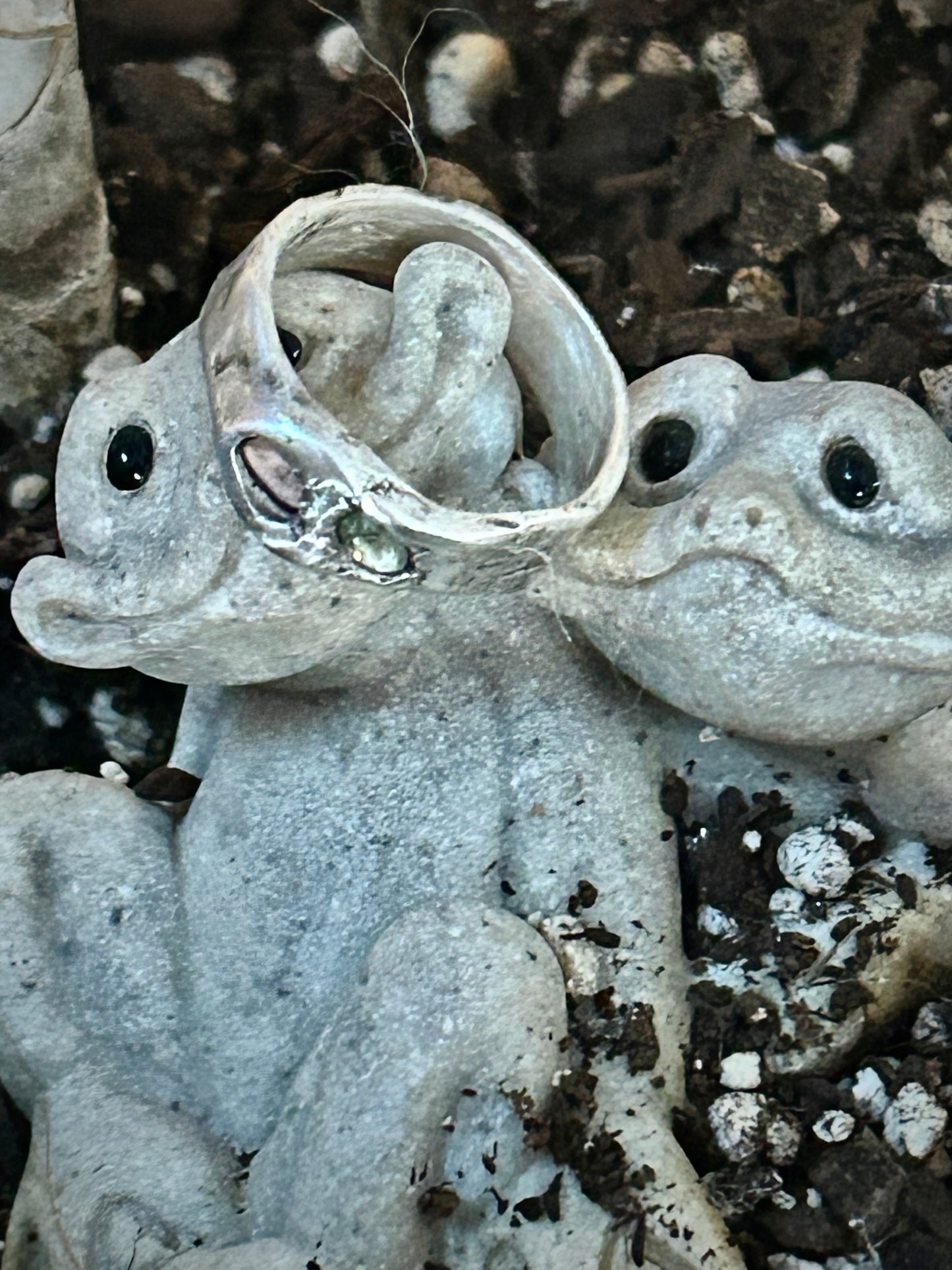 Handcrafted Molten Silver Ring with Nano Stones