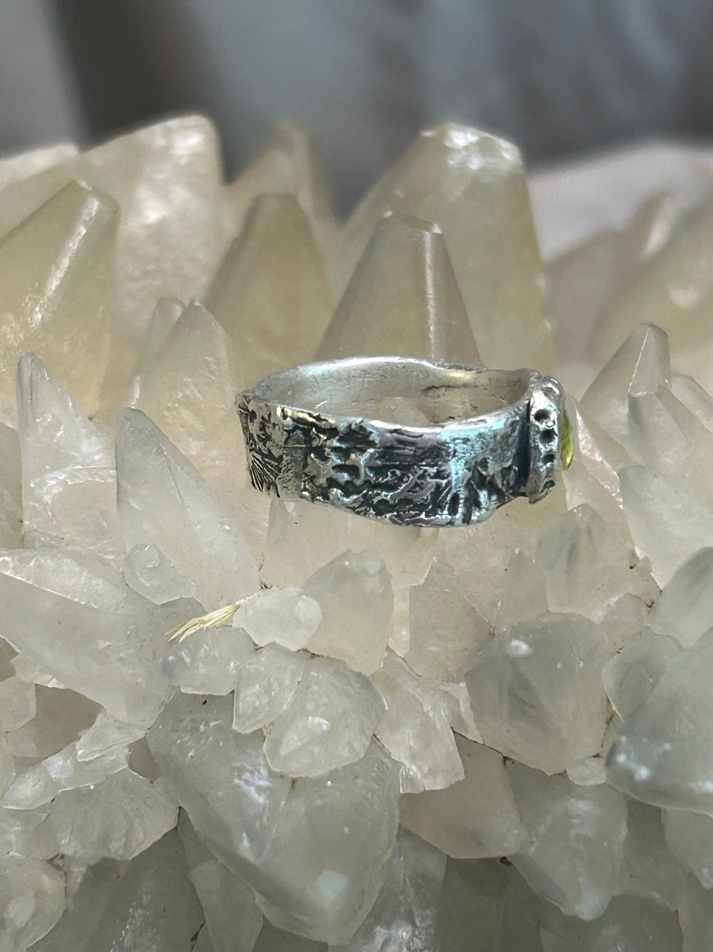 Fine Silver Peridot Ring