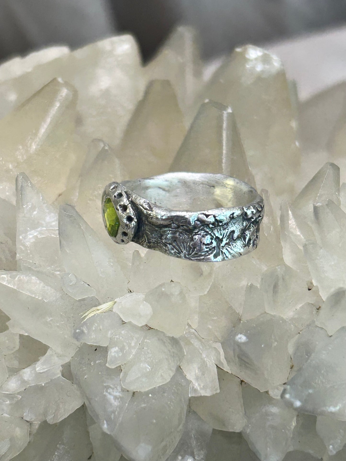 Fine Silver Peridot Ring