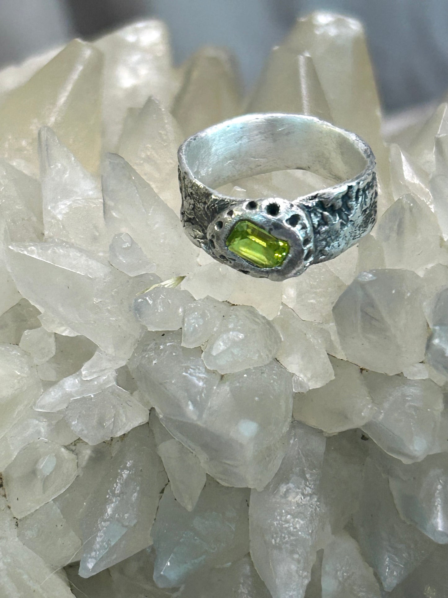 Fine Silver Peridot Ring