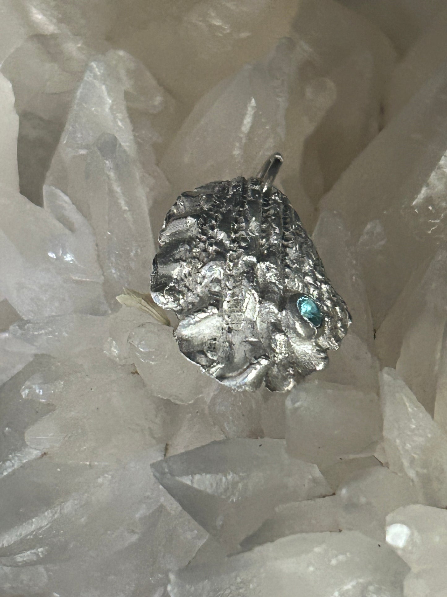 Fine Silver Sea Shell Pendant with Blue Stone – Handcrafted Ocean Inspired Jewelry