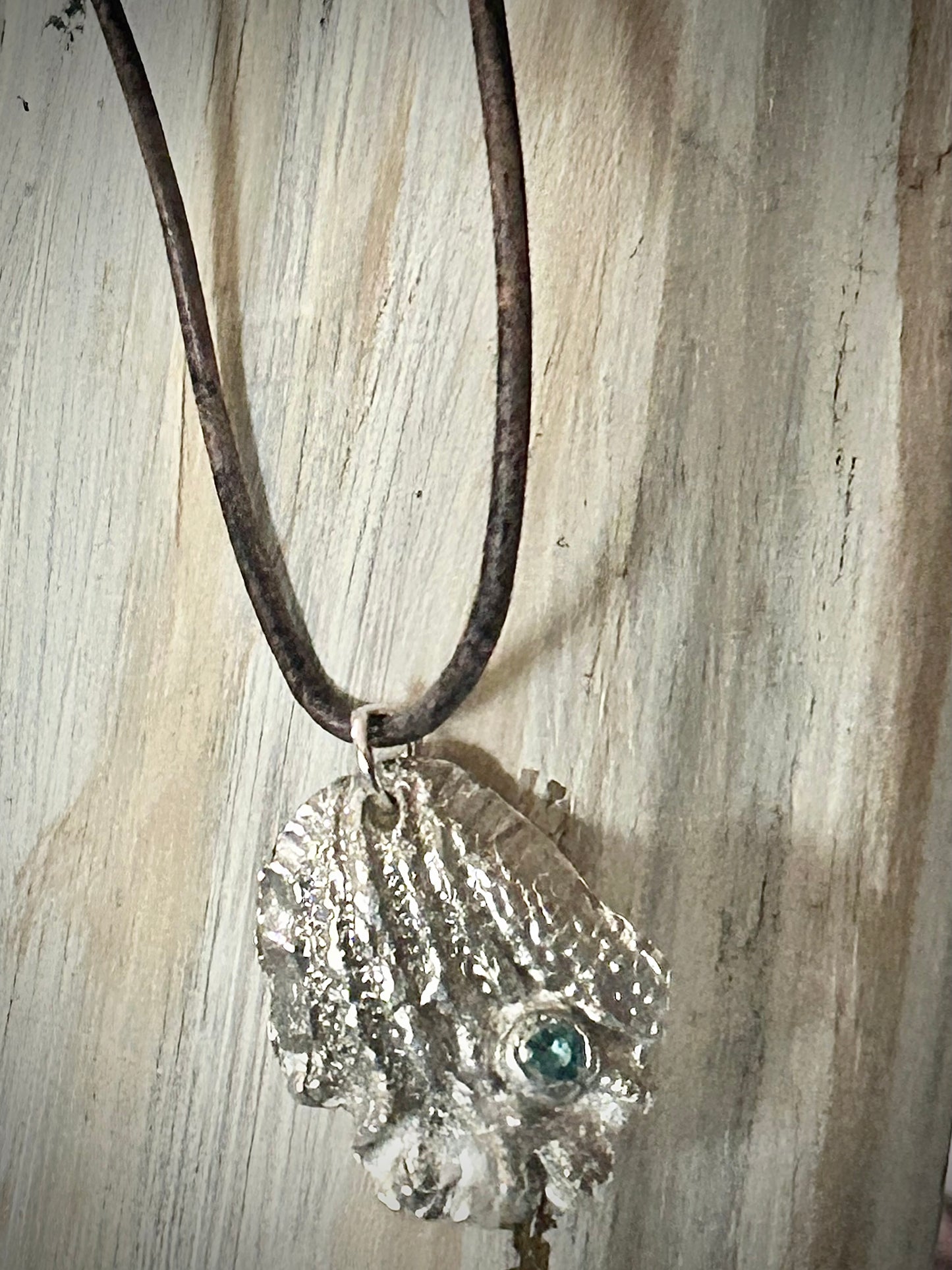Fine Silver Sea Shell Pendant with Blue Stone – Handcrafted Ocean Inspired Jewelry