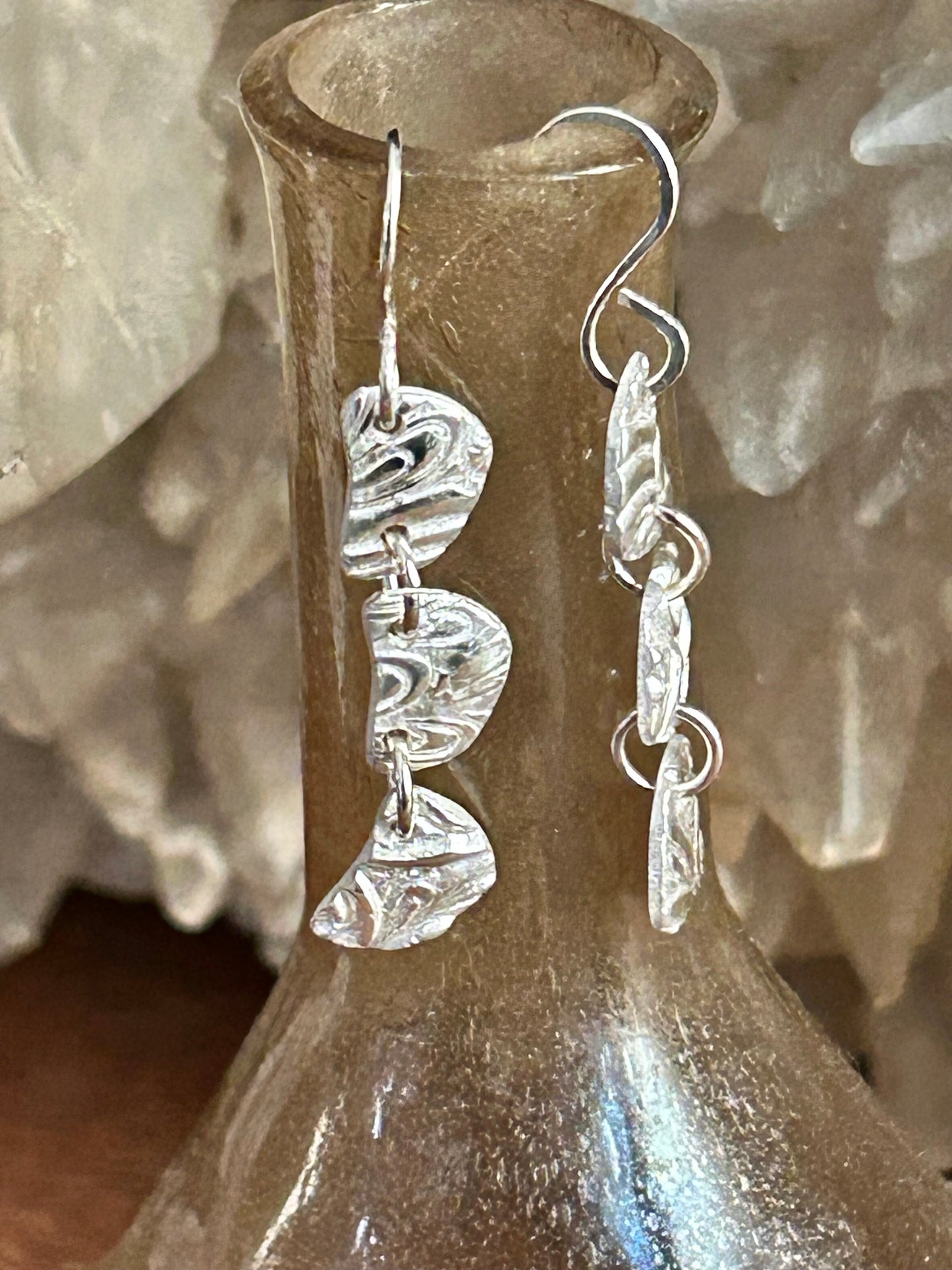 Fine Silver Cascading Link Earrings
