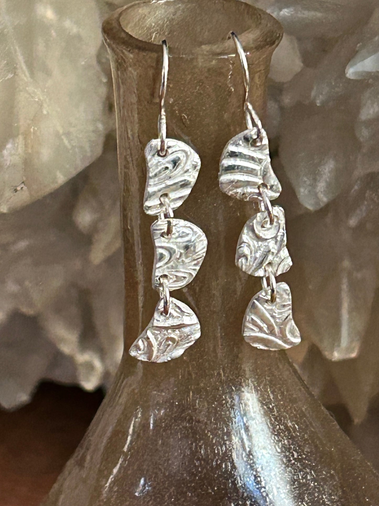 Fine Silver Cascading Link Earrings