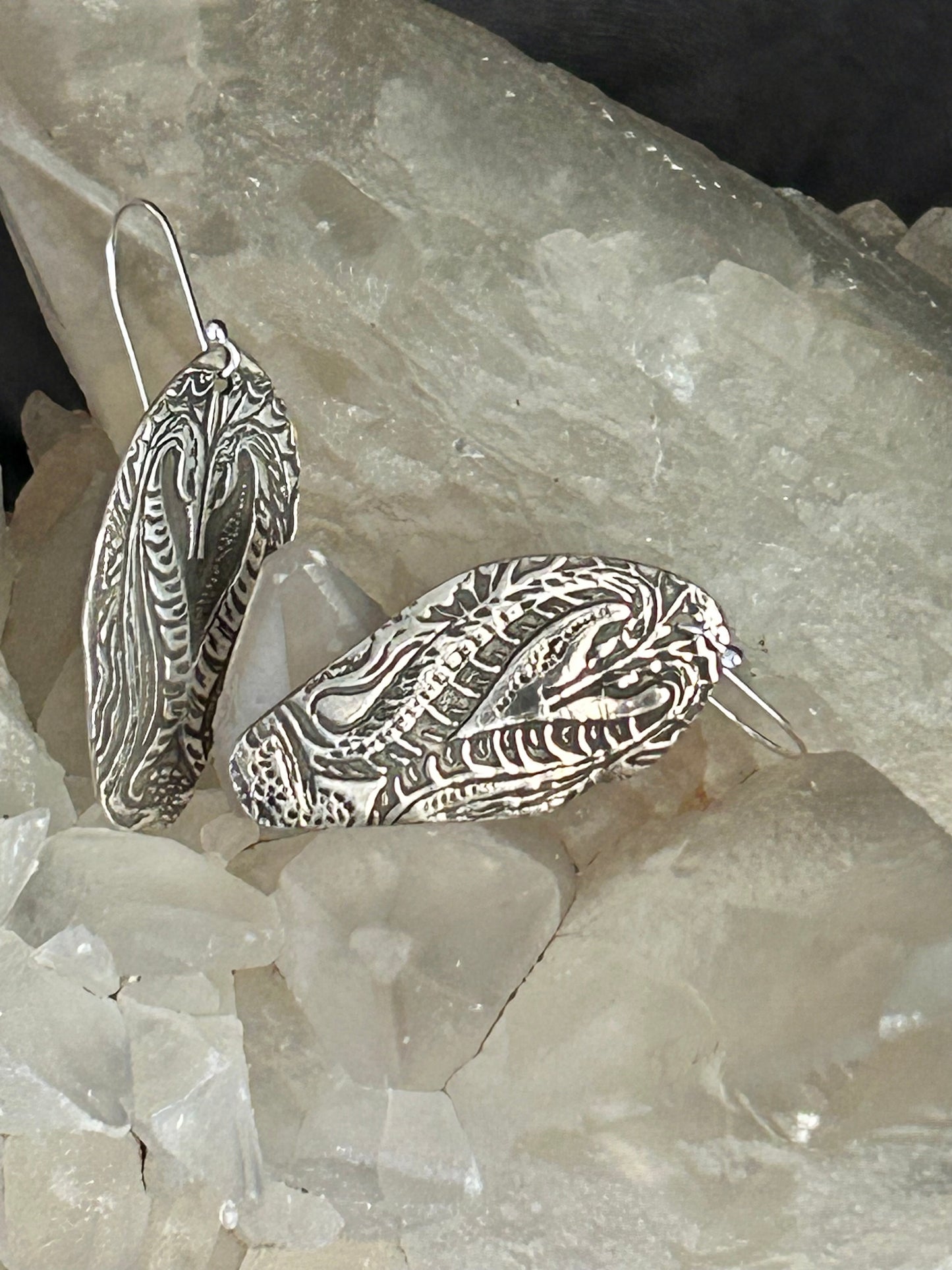 Fine Silver Seahorse Earrings – Handcrafted with Patina Detail