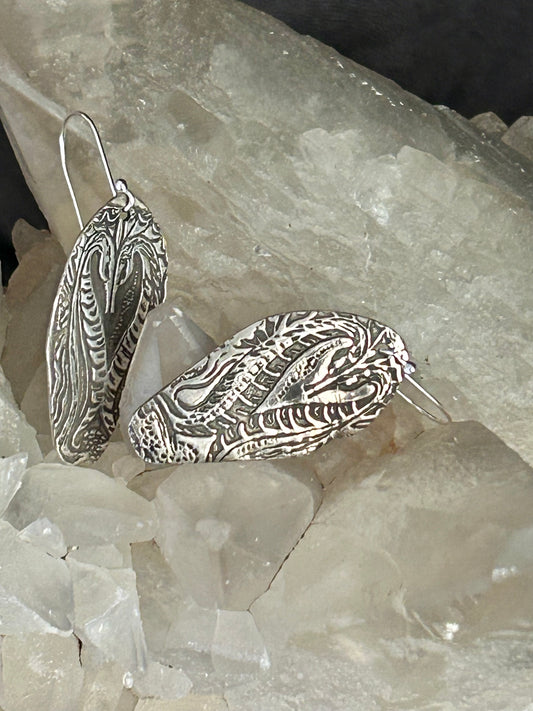 Fine Silver Seahorse Earrings – Handcrafted with Patina Detail
