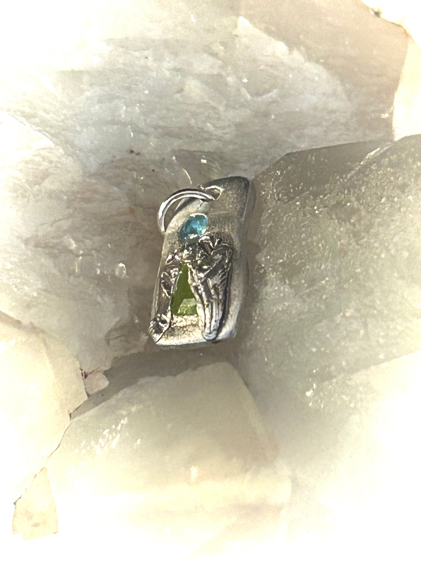 Fine Silver Nano Stones One-of-a-Kind Pendant