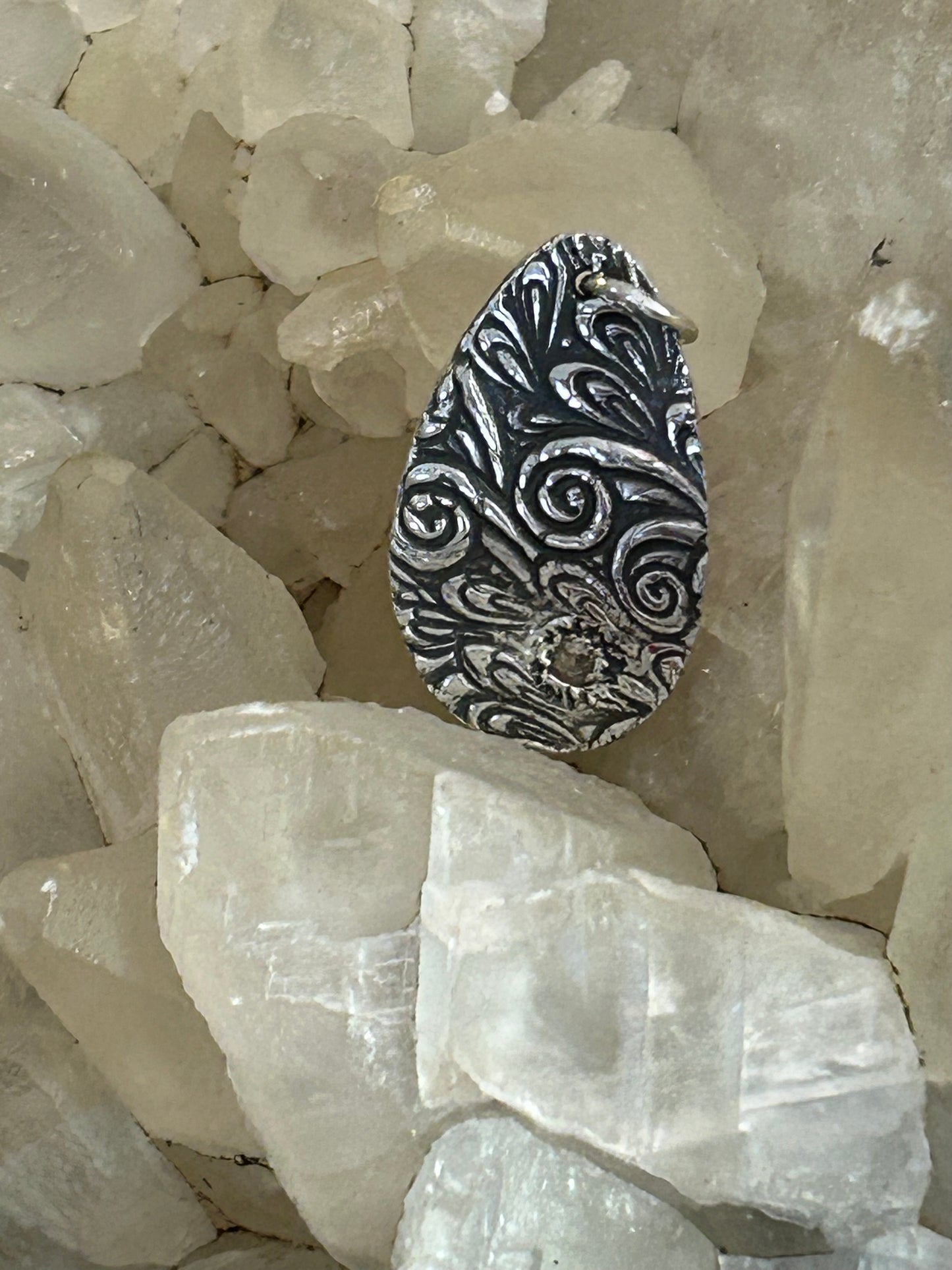 Fine Silver Textured Teardrop Pendant