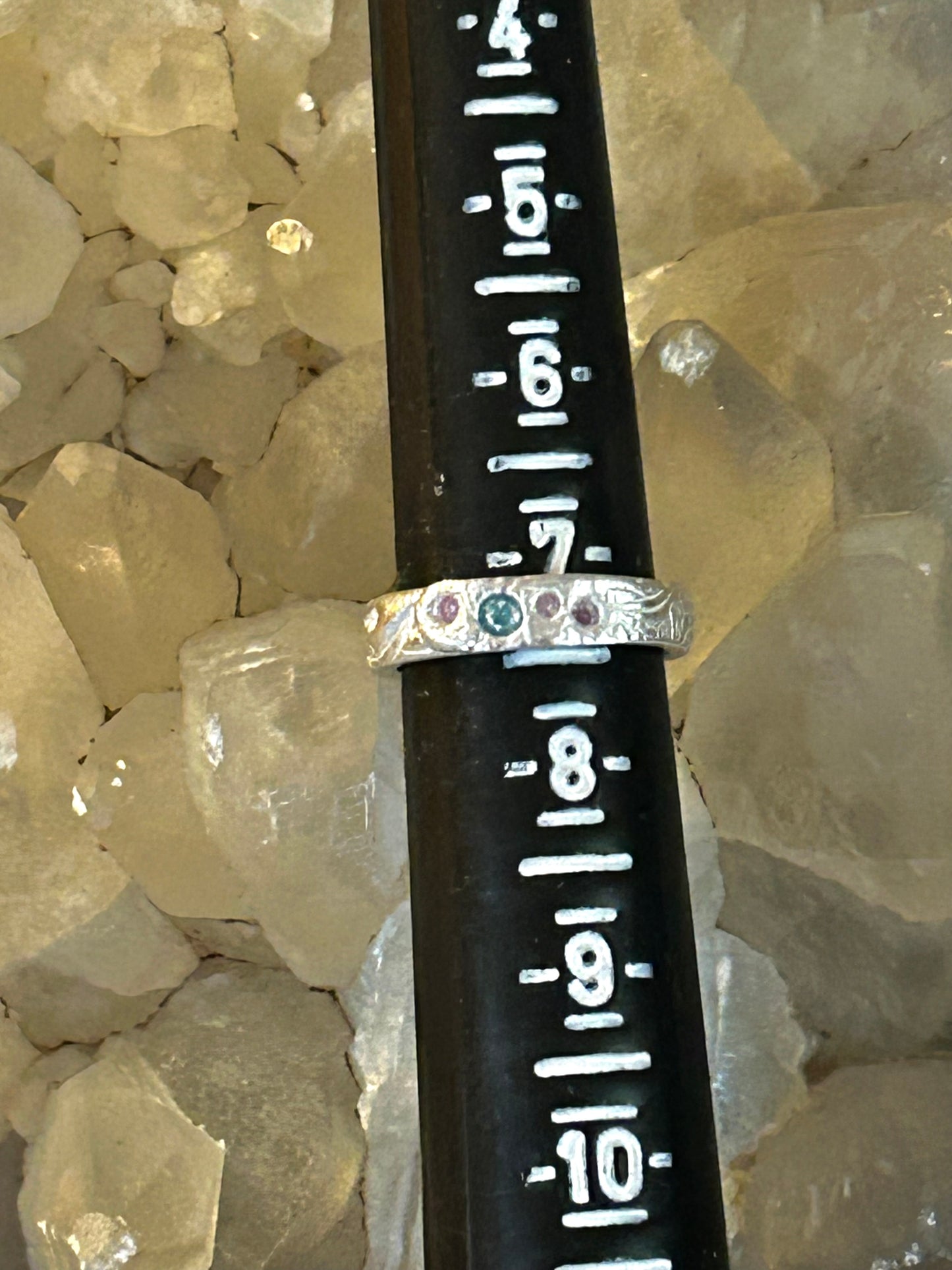 Fine Silver Ring with Multicolor Nano Stones