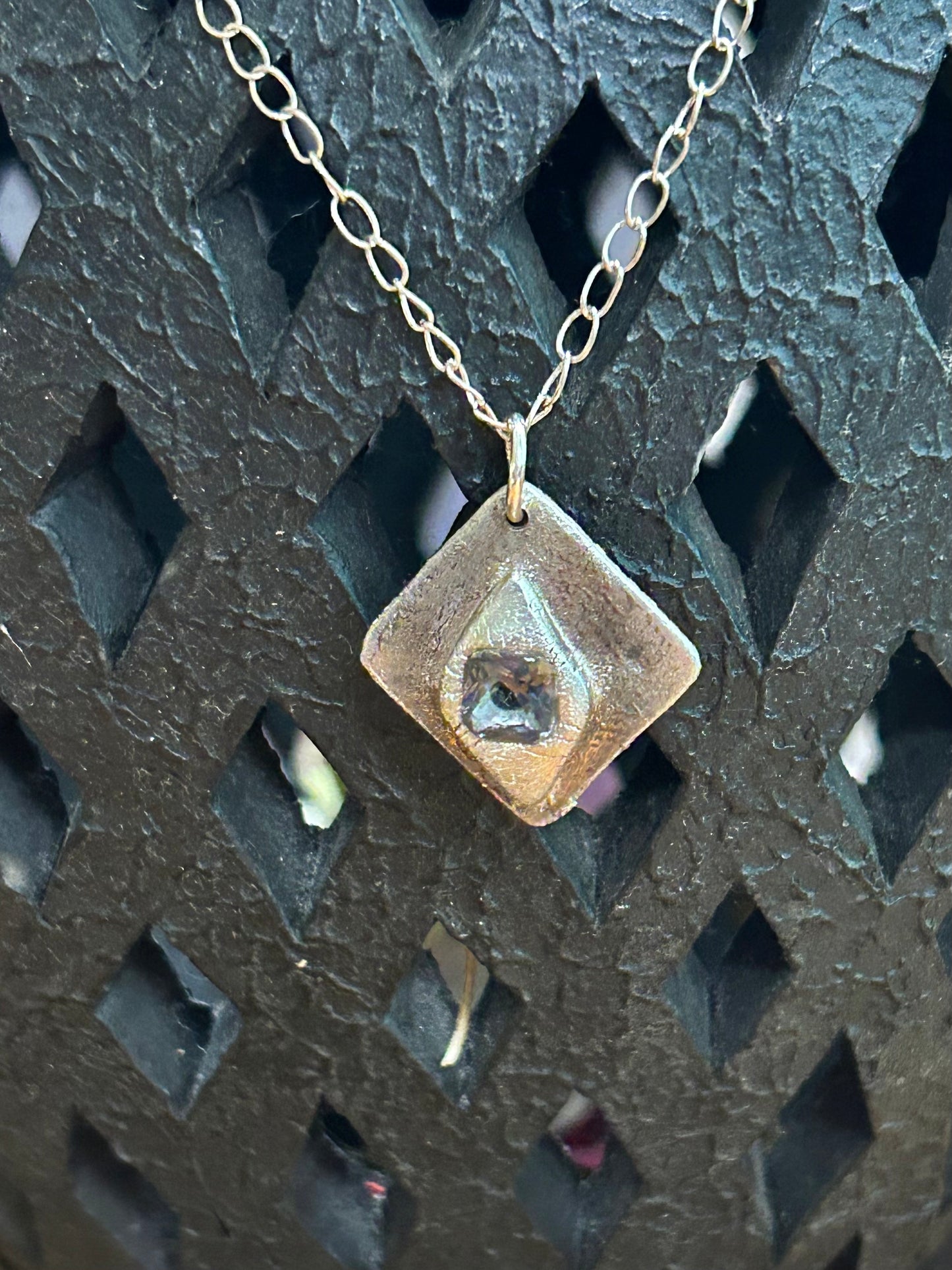 Fine Silver Pendant with Faceted Blue Stone