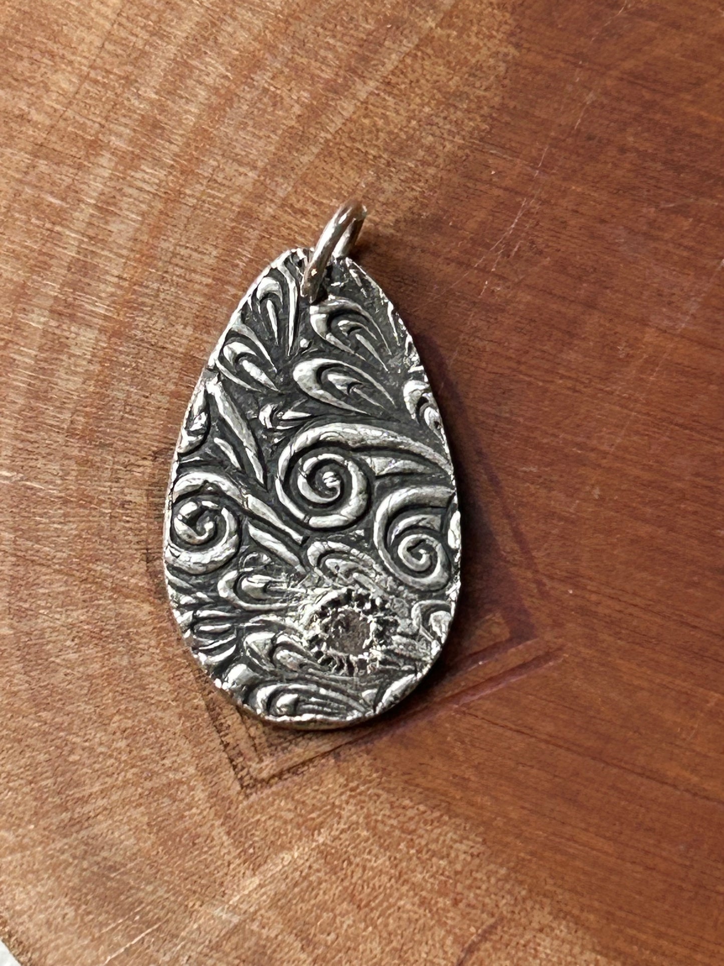 Fine Silver Textured Teardrop Pendant