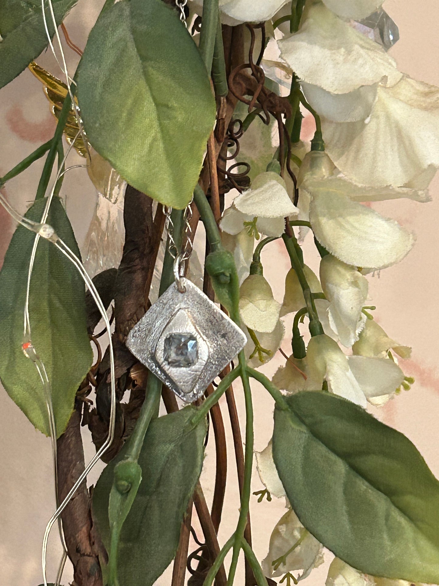 Fine Silver Pendant with Faceted Blue Stone