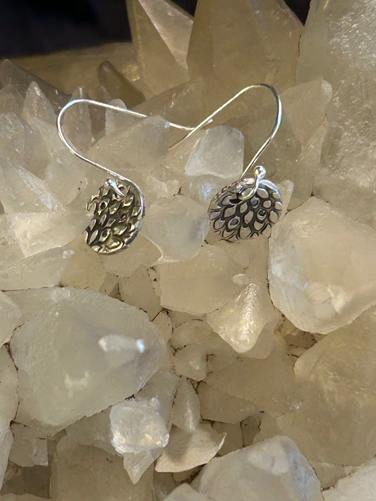 Fine Silver Textured Disc Earrings with Nano Stone Accents