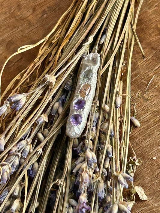 Fine Silver Organic Pendant with Multicolor Stones