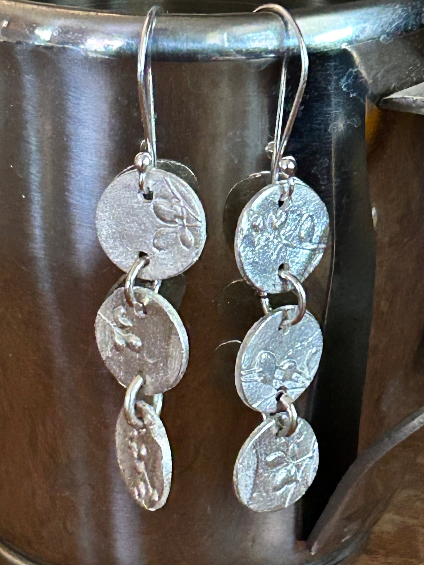 Fine Silver Disc Dangle Earrings