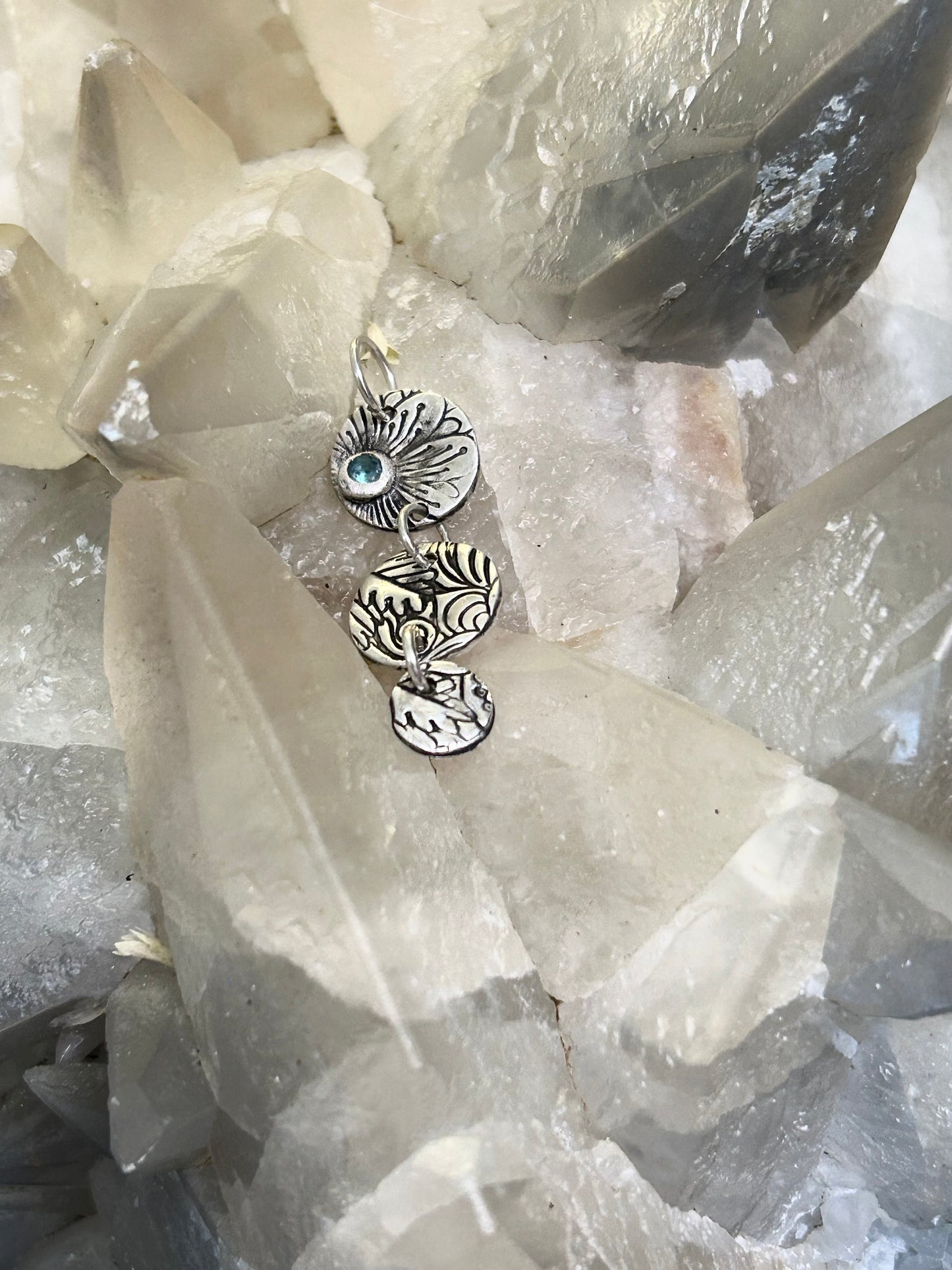 Two-Sided Fine Silver Pendant with Blue Stone