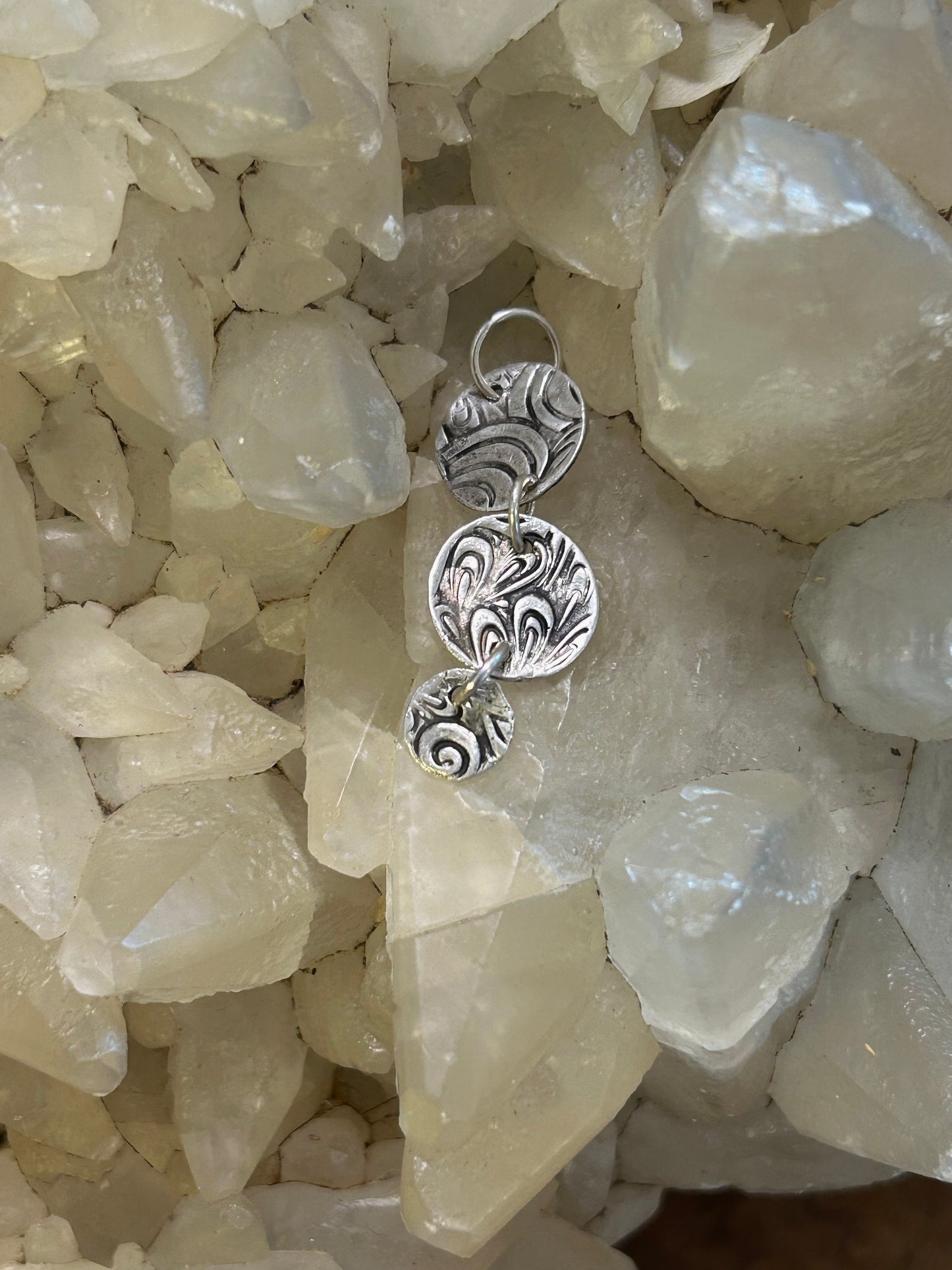 Two-Sided Fine Silver Pendant with Blue Stone