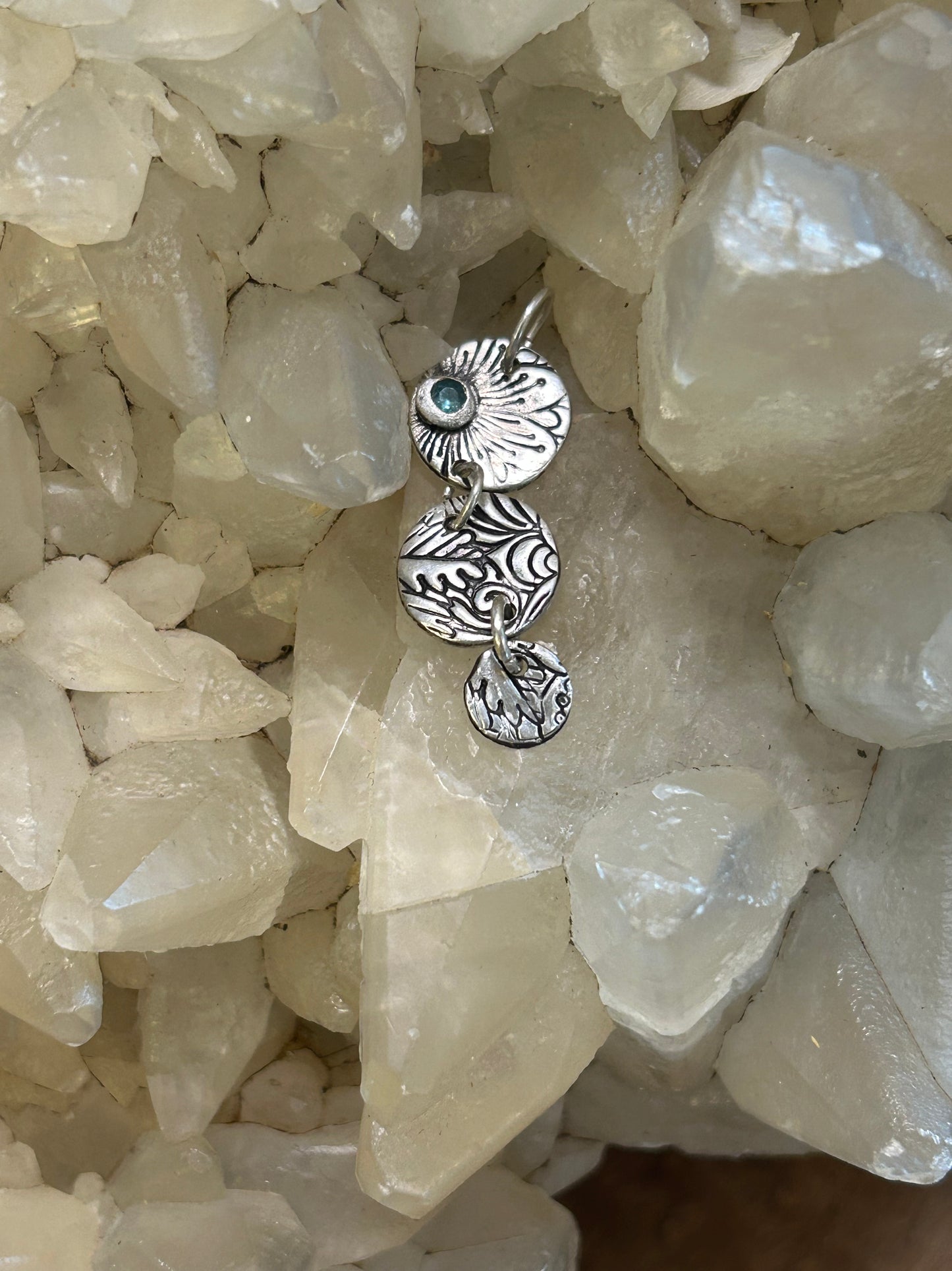 Two-Sided Fine Silver Pendant with Blue Stone