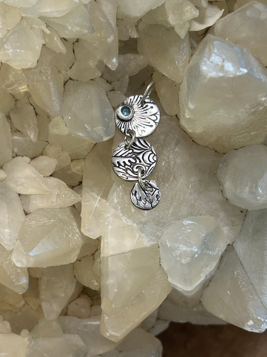 Two-Sided Fine Silver Pendant with Blue Stone