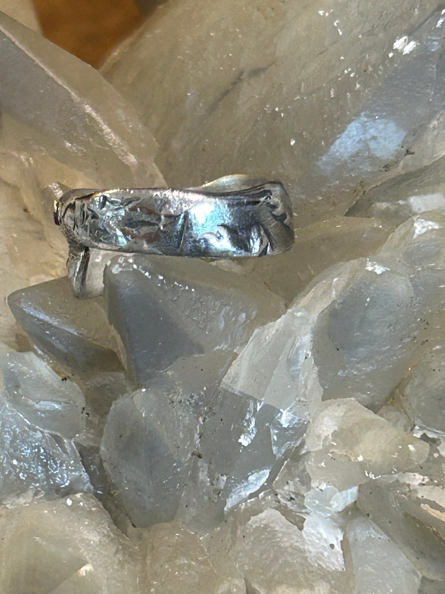 Fine Silver Wrap Ring with Blue and Violet Stones
