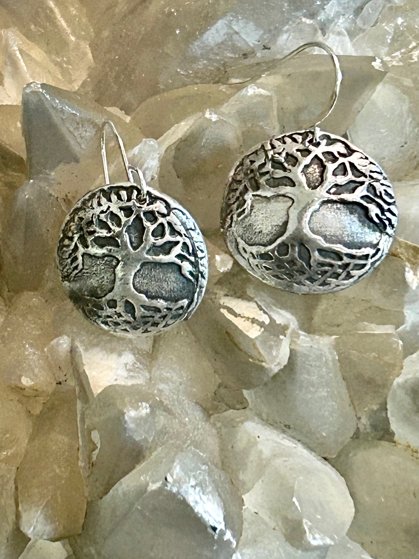 Fine Silver Tree of Life Earrings – Handcrafted .999 Silver Dangle Earrings